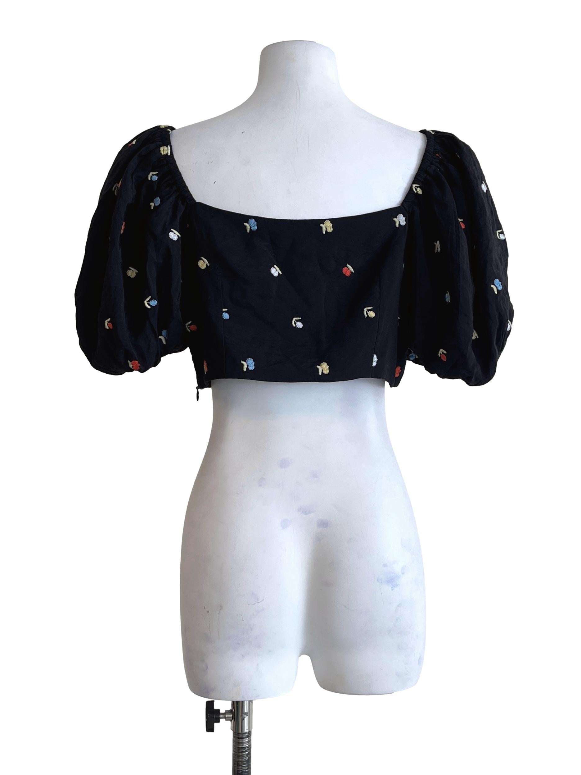 Pitch Black Square Puff Sleeve Top