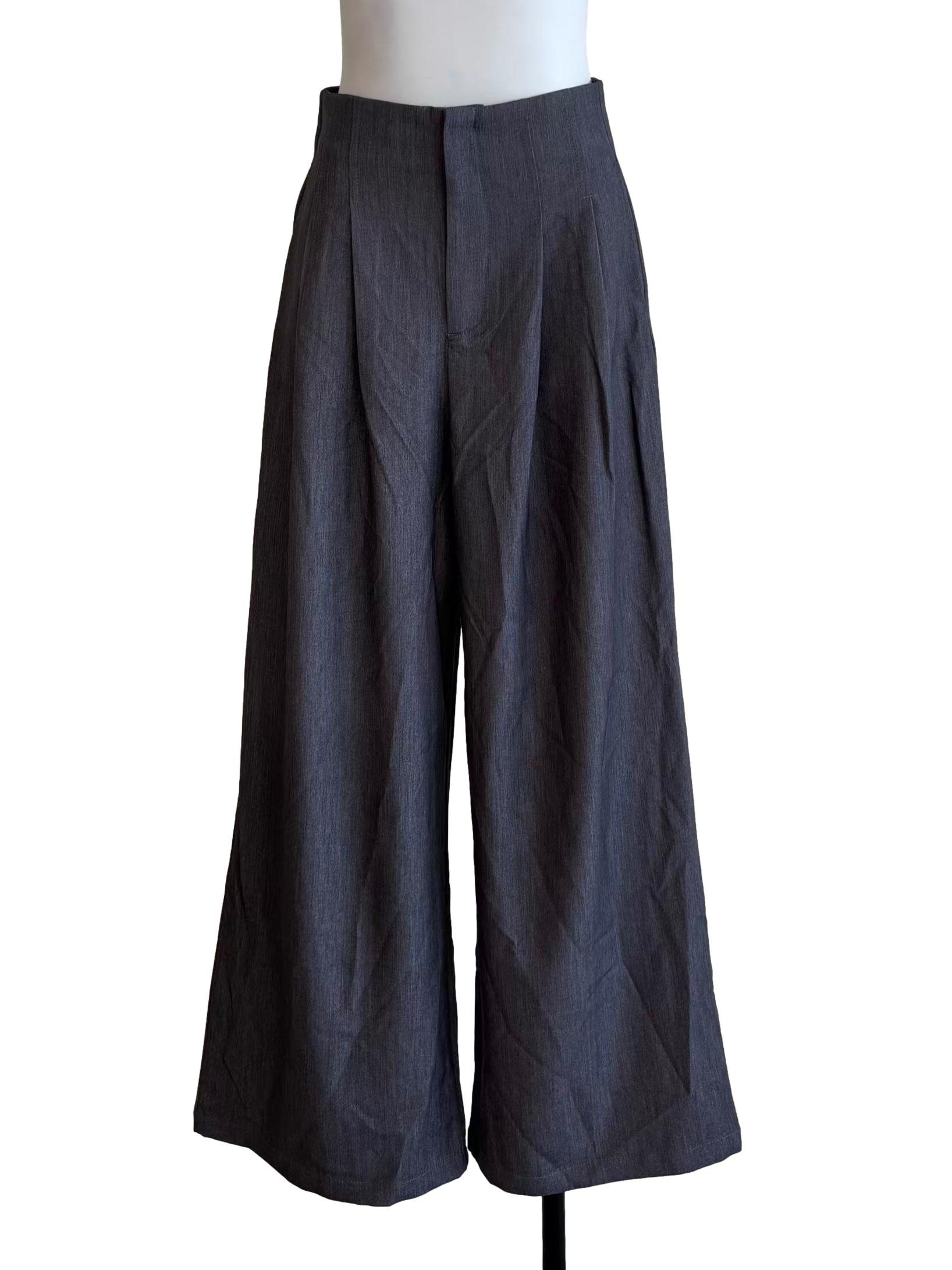 Dove Grey Wide Pleated Pants