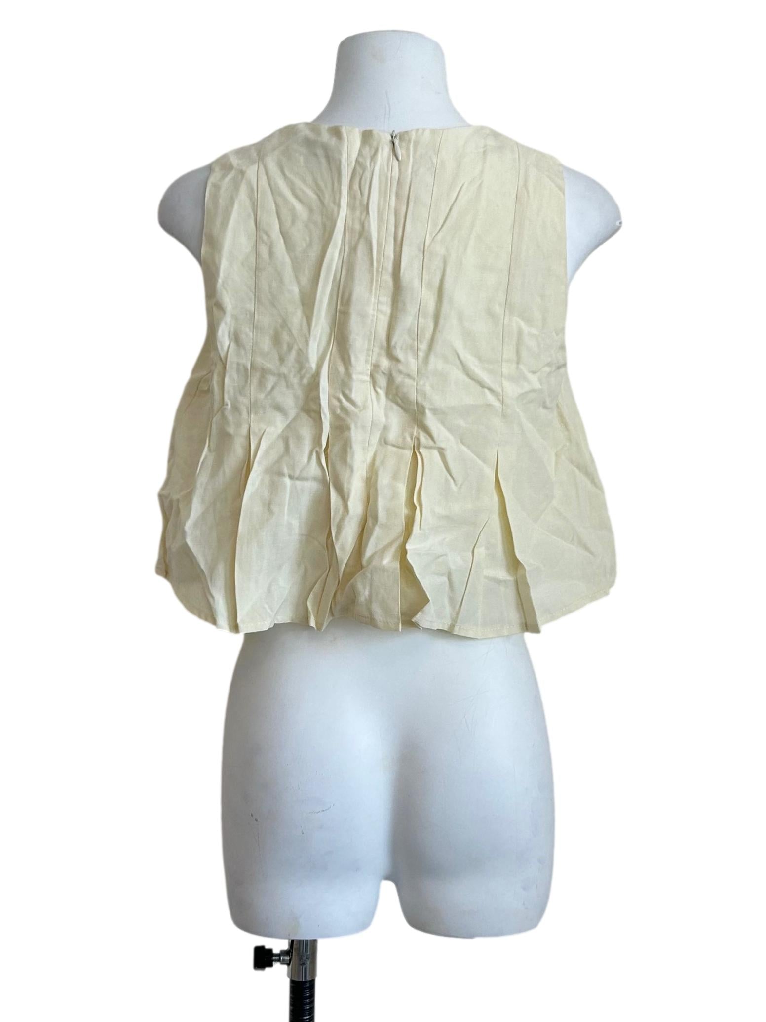 Buttercream Yellow Pleated Crop Top TEM