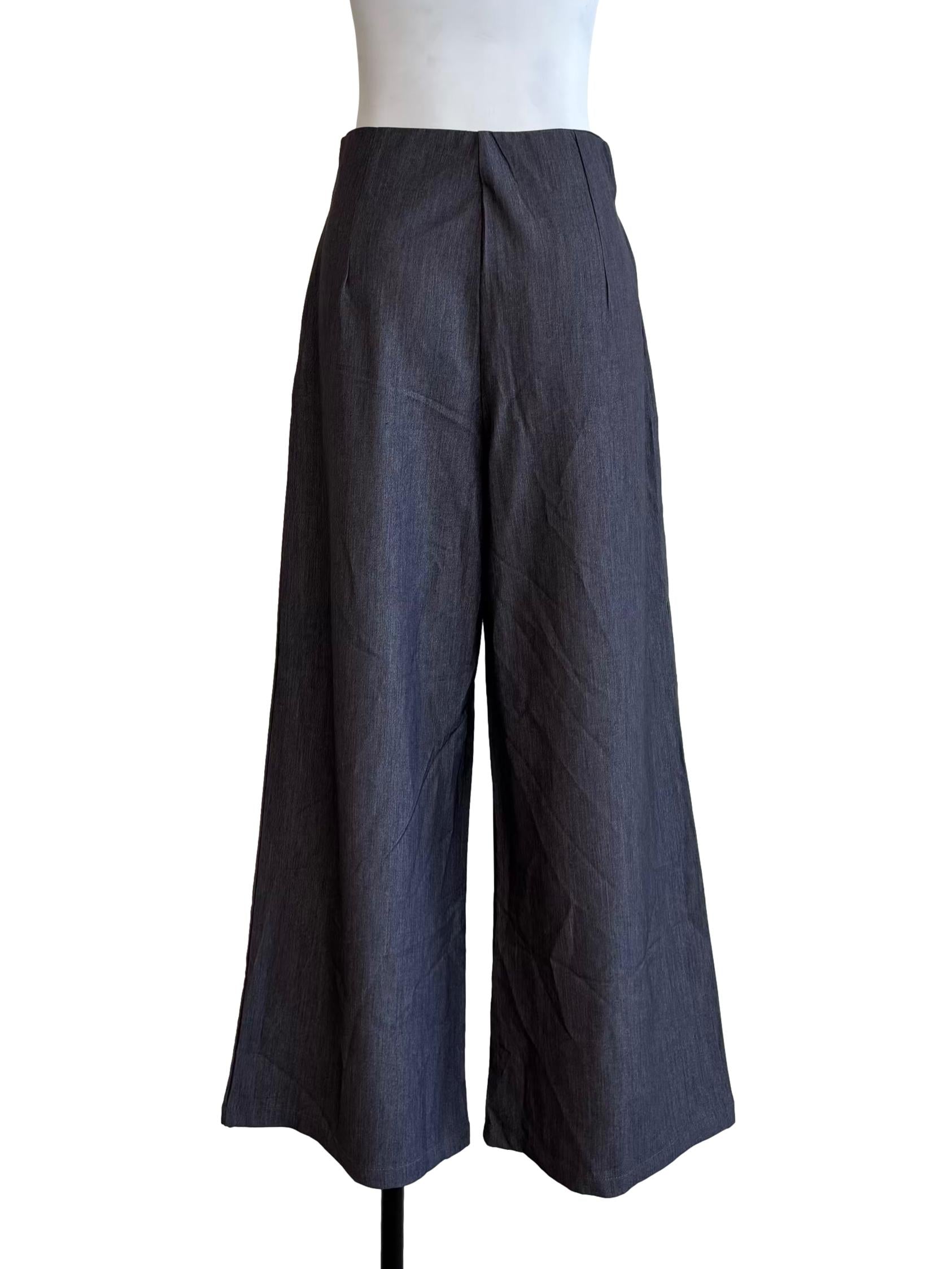 Dove Grey Wide Pleated Pants