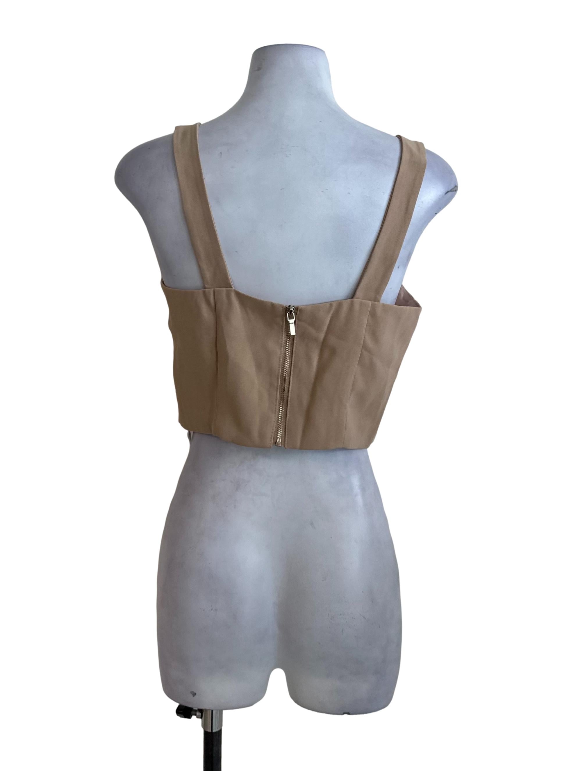 Peanut Brown Square Neck Crop Top