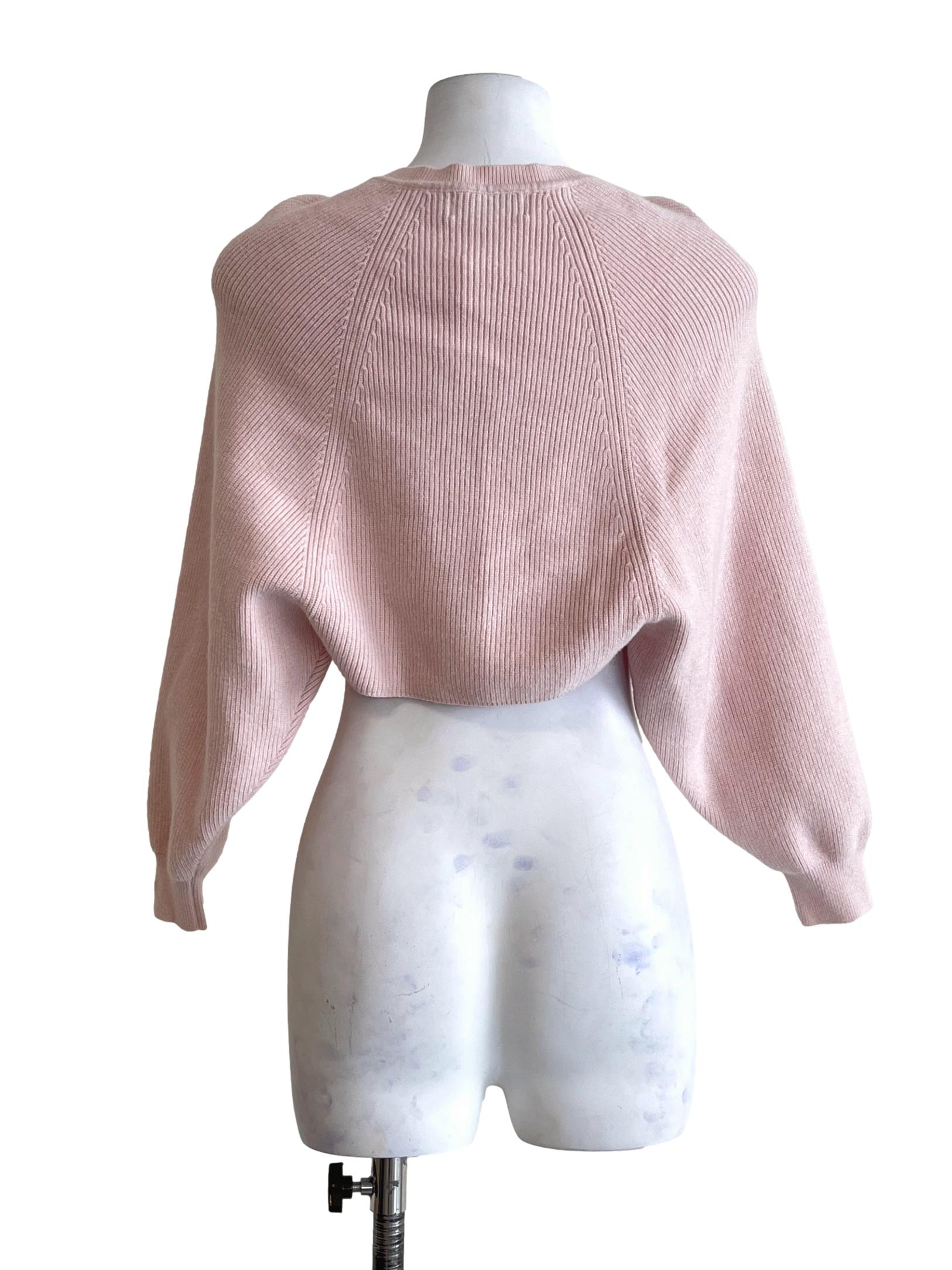 Watermelon Pink Long Sleeve Cropped Cardigan