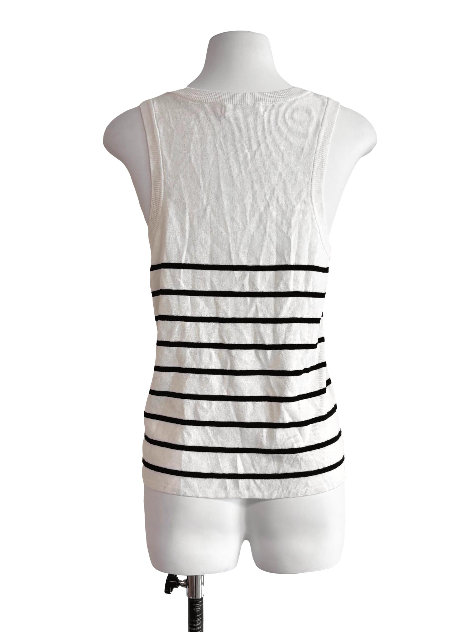 White Stripe Knit Tank Top TWL