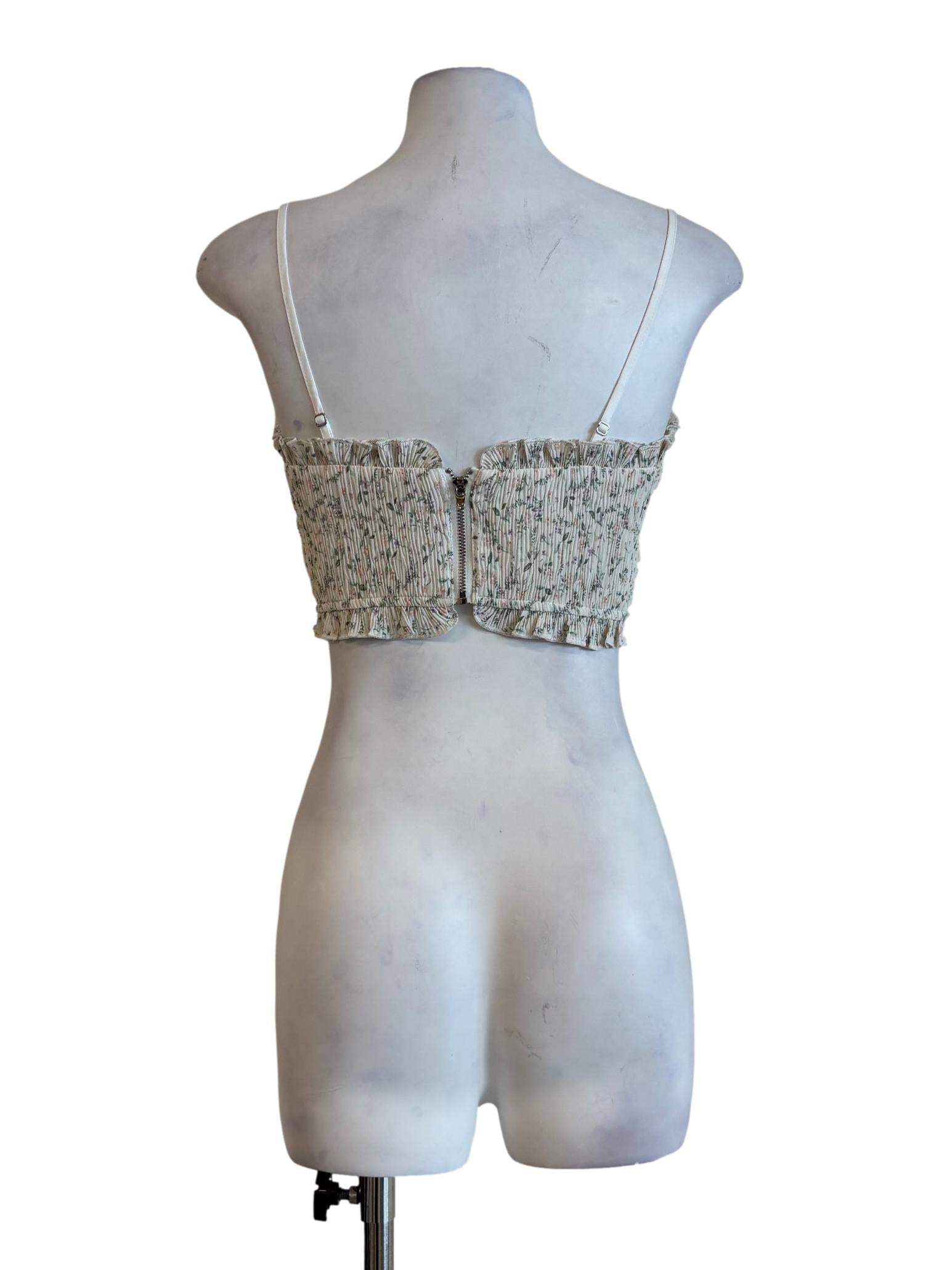 Rice White Floral Sweetheart Camisole