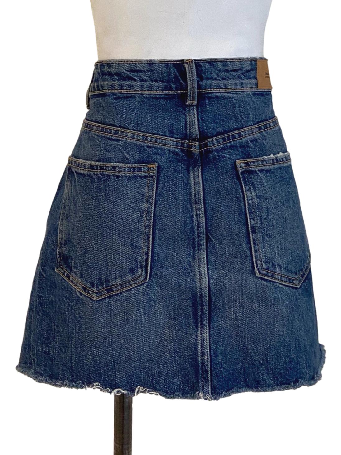 Blue Herringbone Jeans Skirt