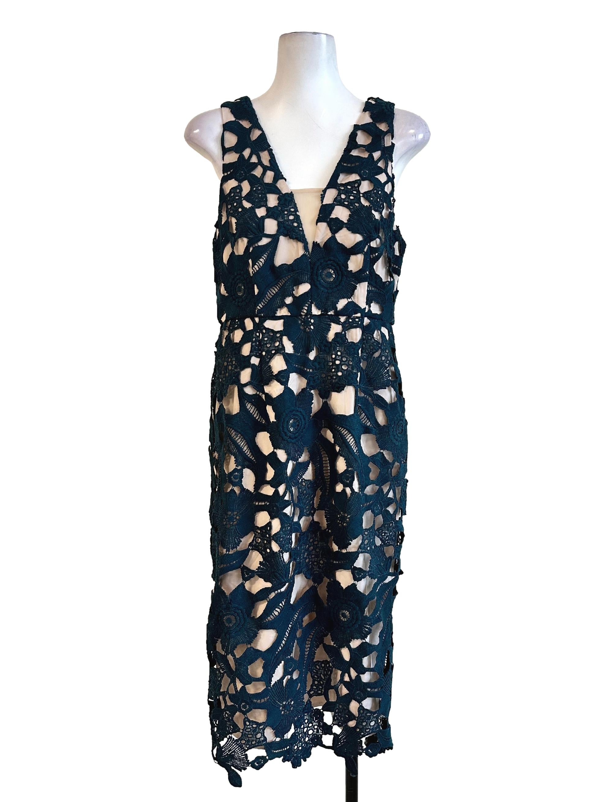 Teal Green Lace Pattern Dress LB