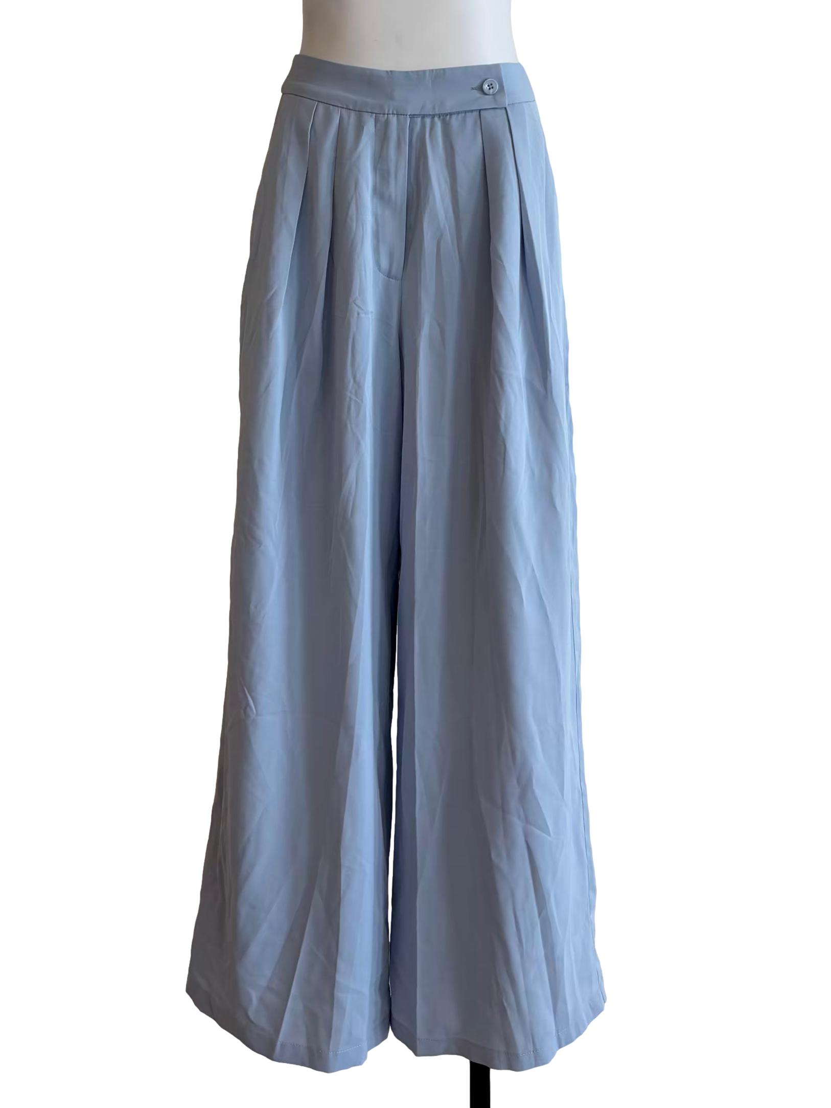 Baby Blue Wide Pleated Pants