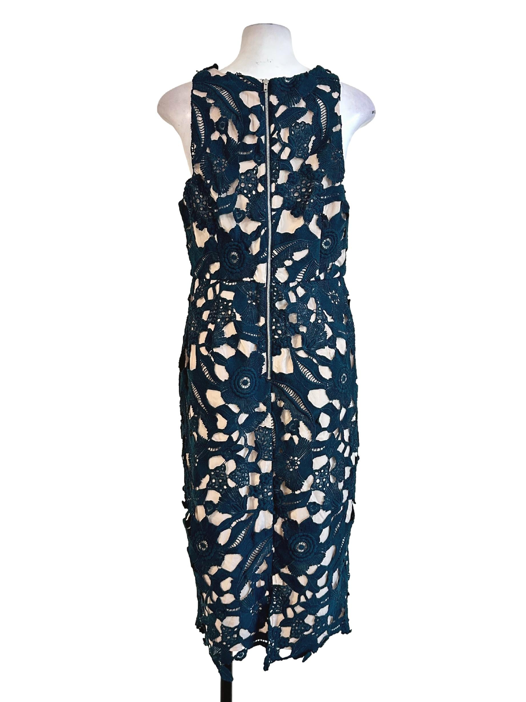 Teal Green Lace Pattern Dress LB