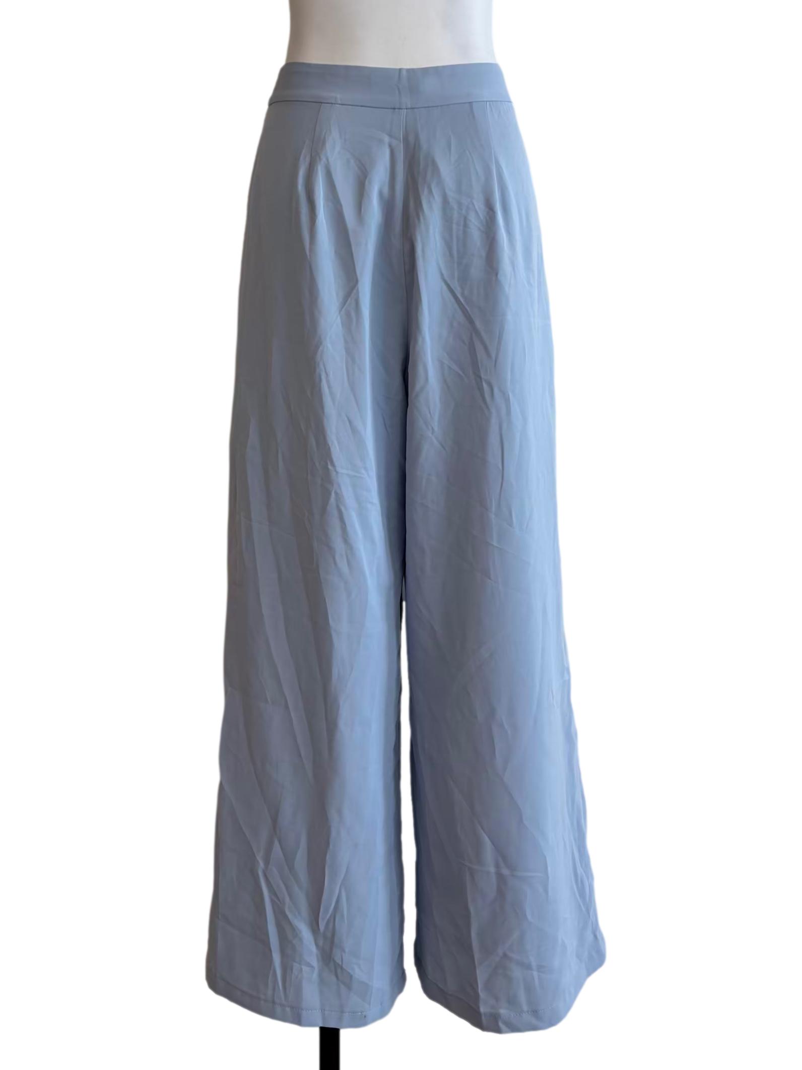 Baby Blue Wide Pleated Pants