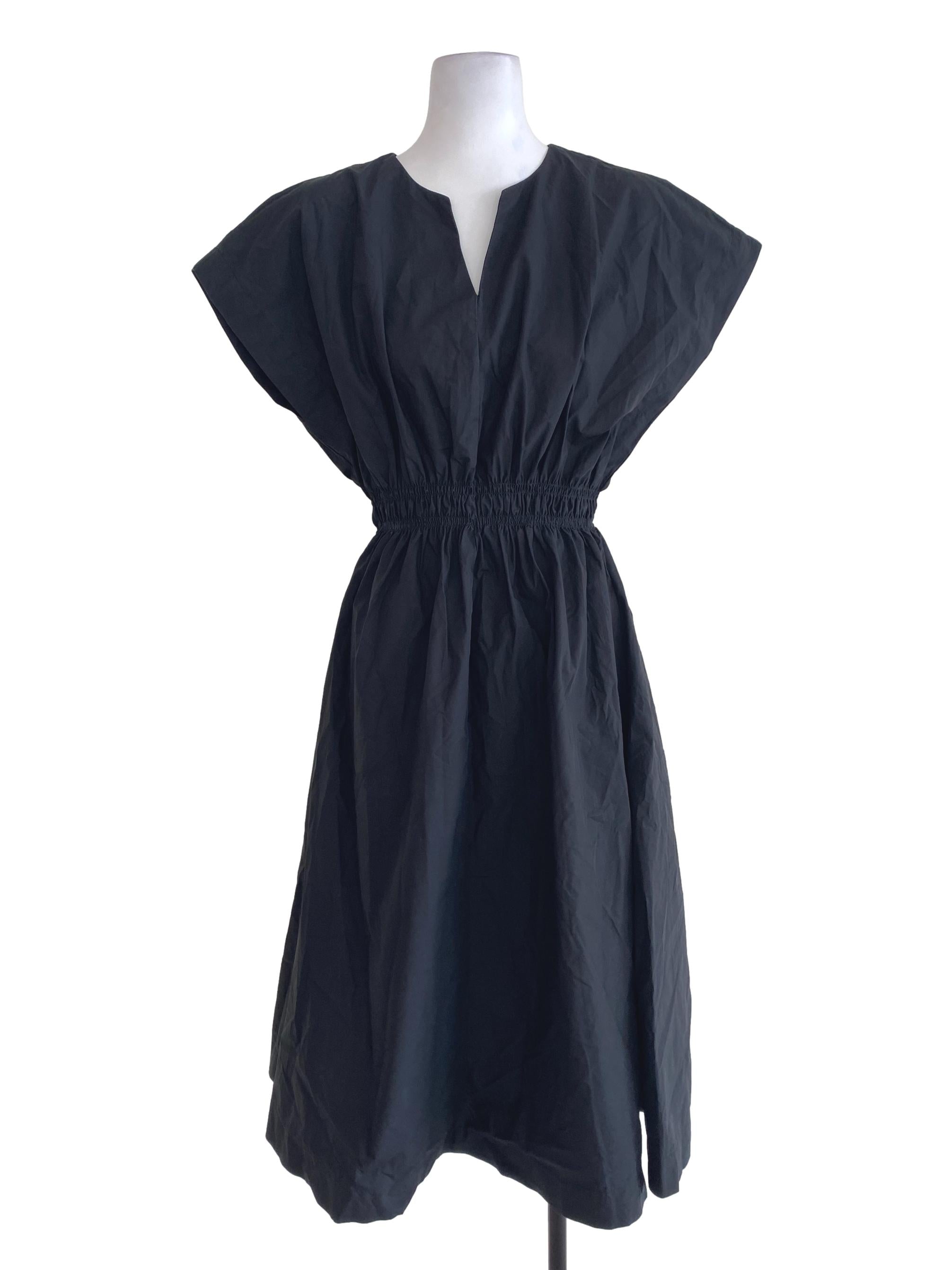 Black Plain Blouson Dress