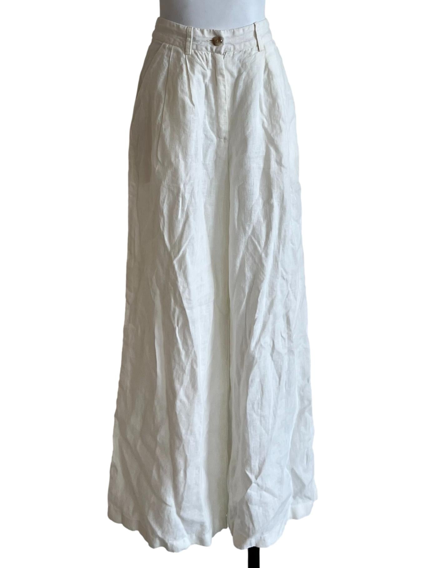 White High-Waisted Formal Pants