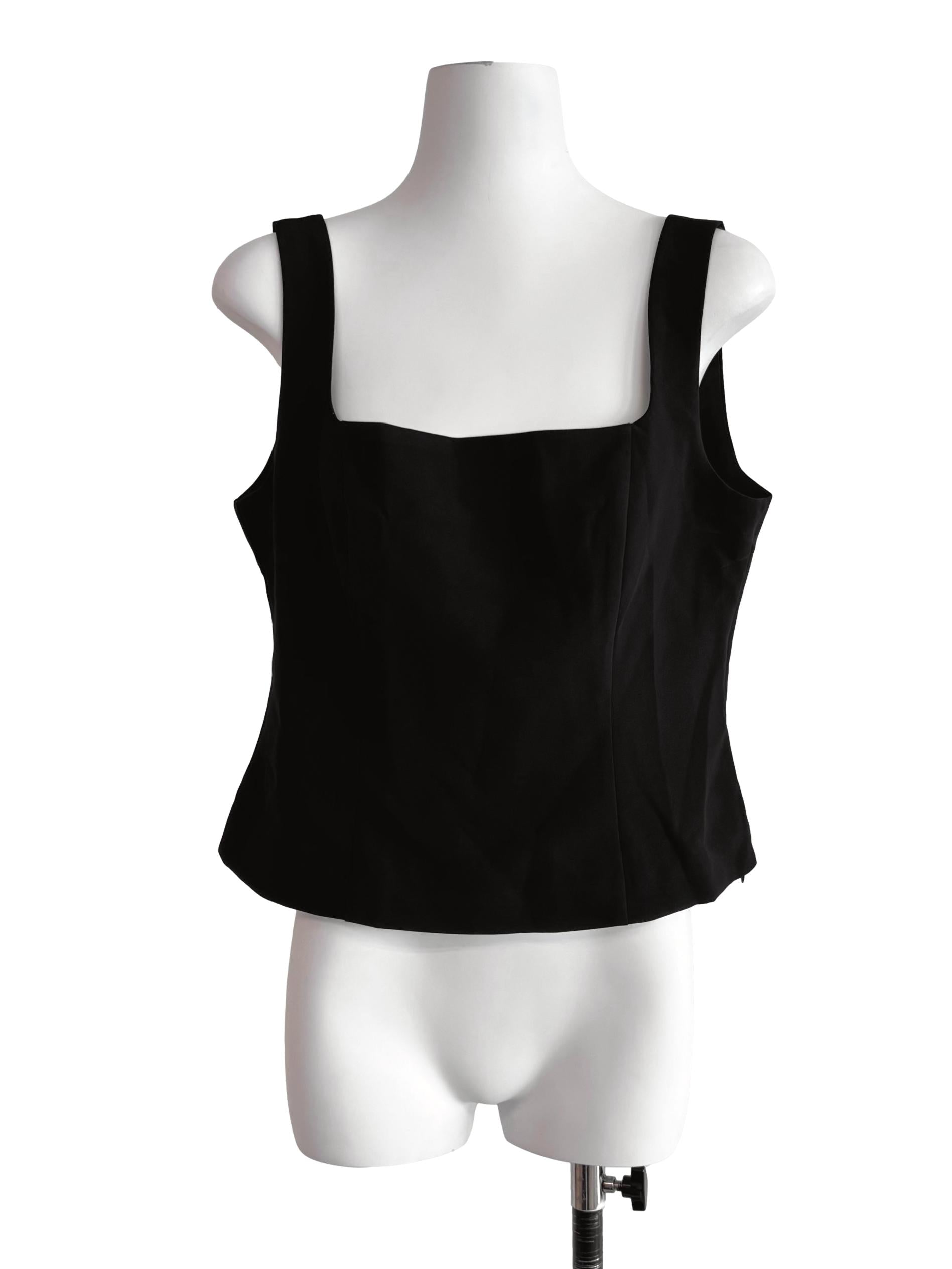 Black Square Neck Sleeveless Top