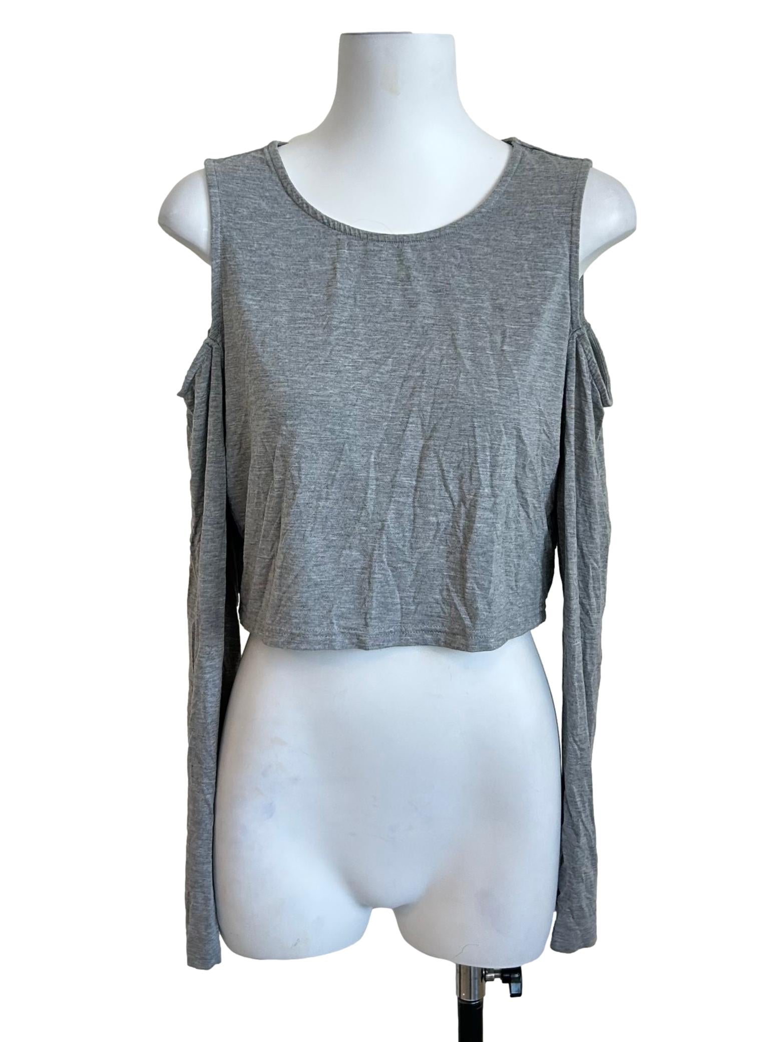 Grey Cold Shoulder Crop Top TTR