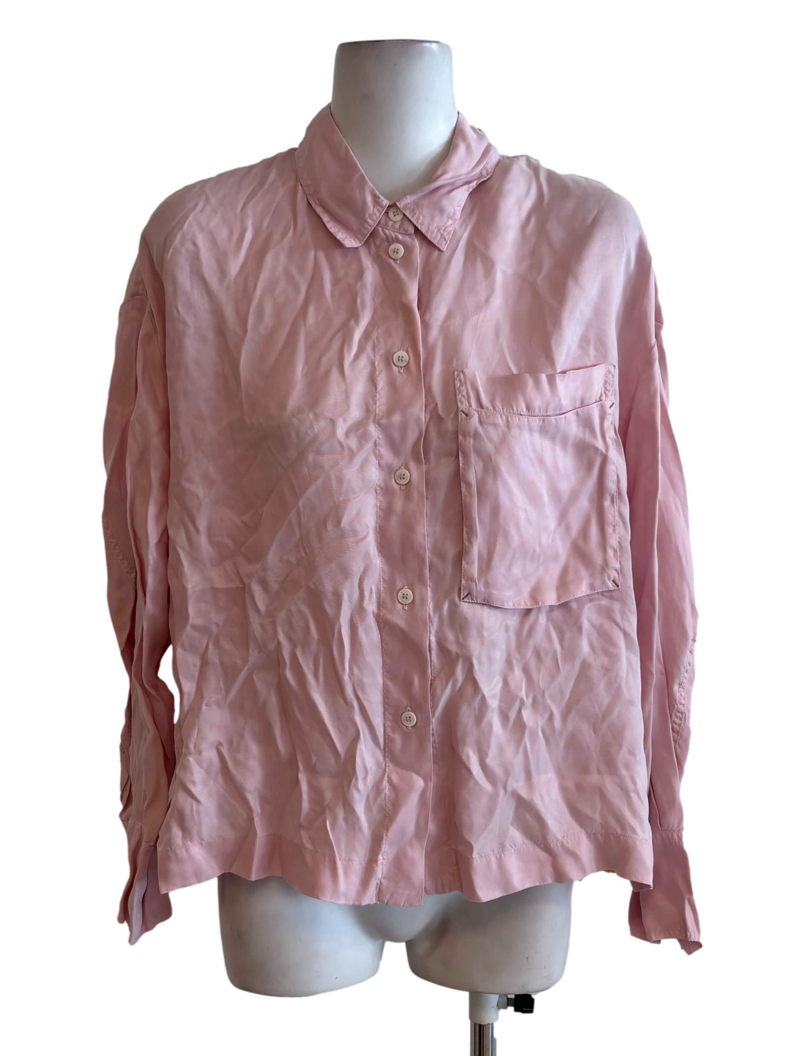 Light Pink Satin Button Up Shirt