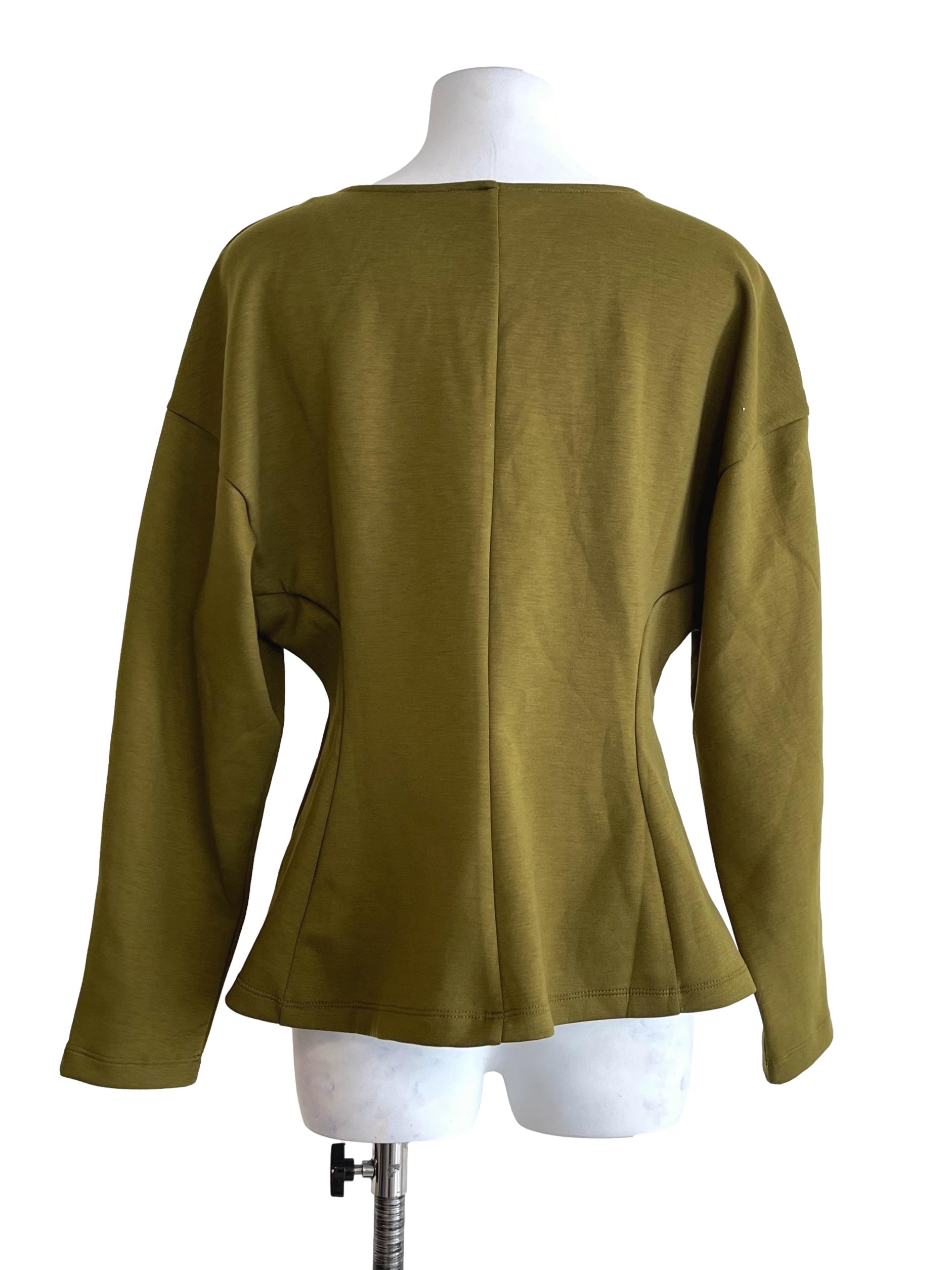 Pickle Green V-Neck Long Sleeve Top