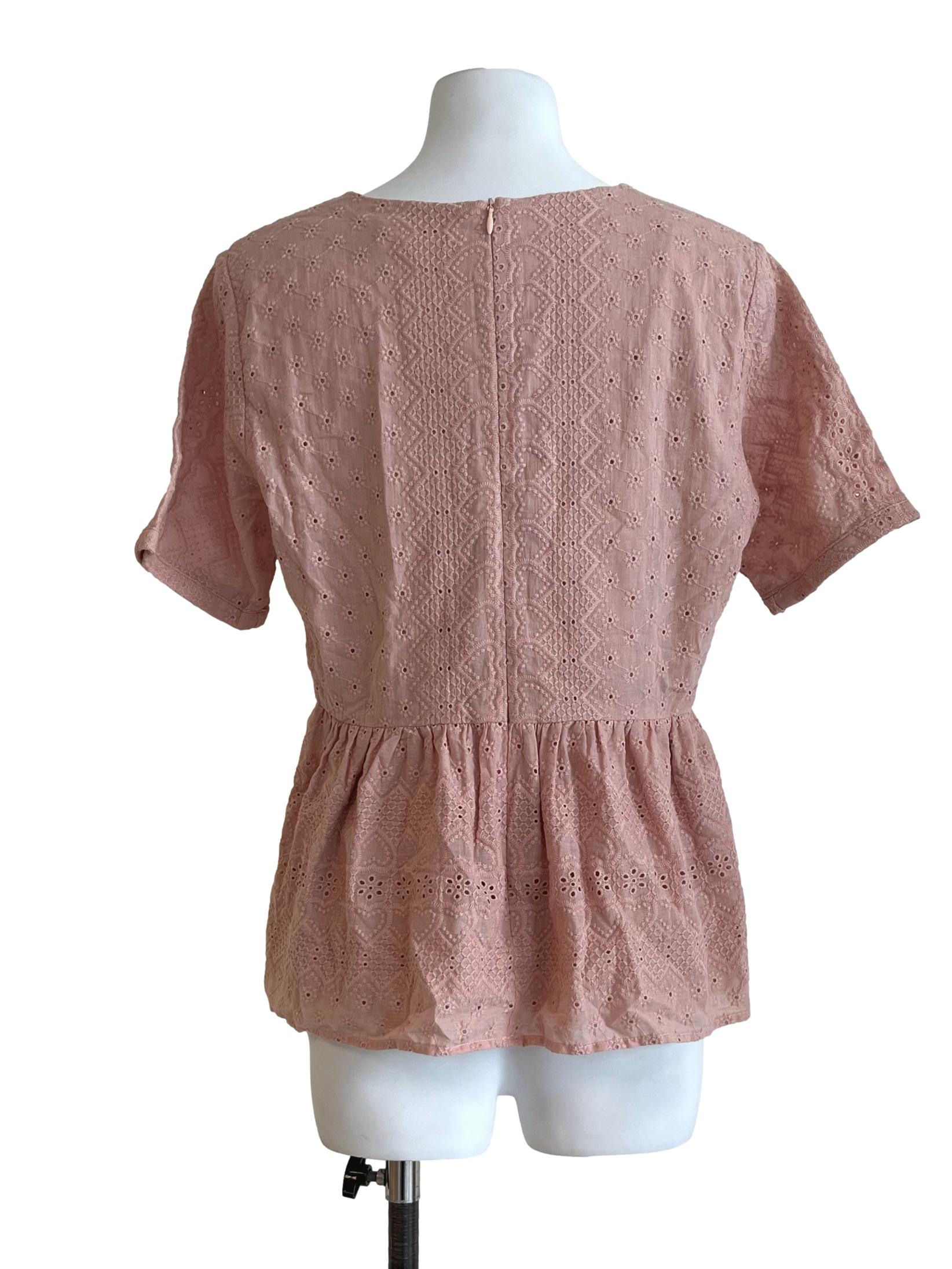 Rose Pink Floral Eyelet Top TCL