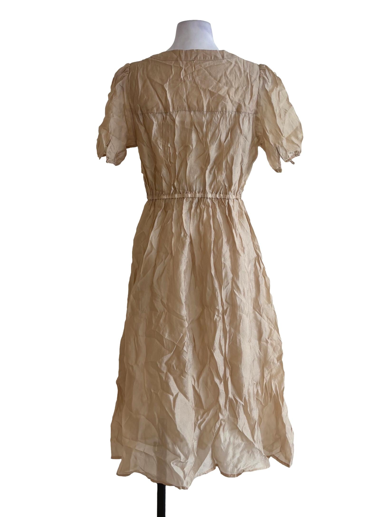 Gold Shiny Buttoned Dress