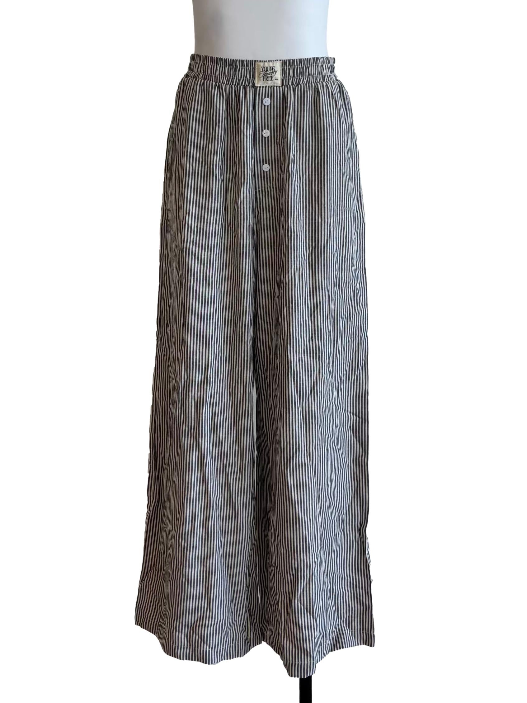 Chrome Grey Striped Relaxed Pants