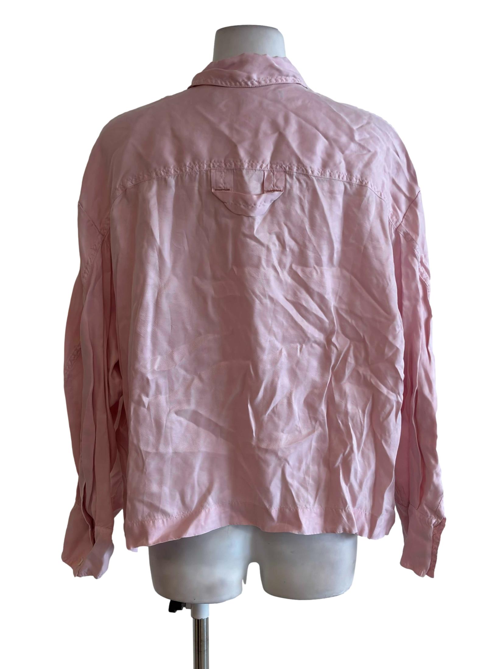 Light Pink Satin Button Up Shirt