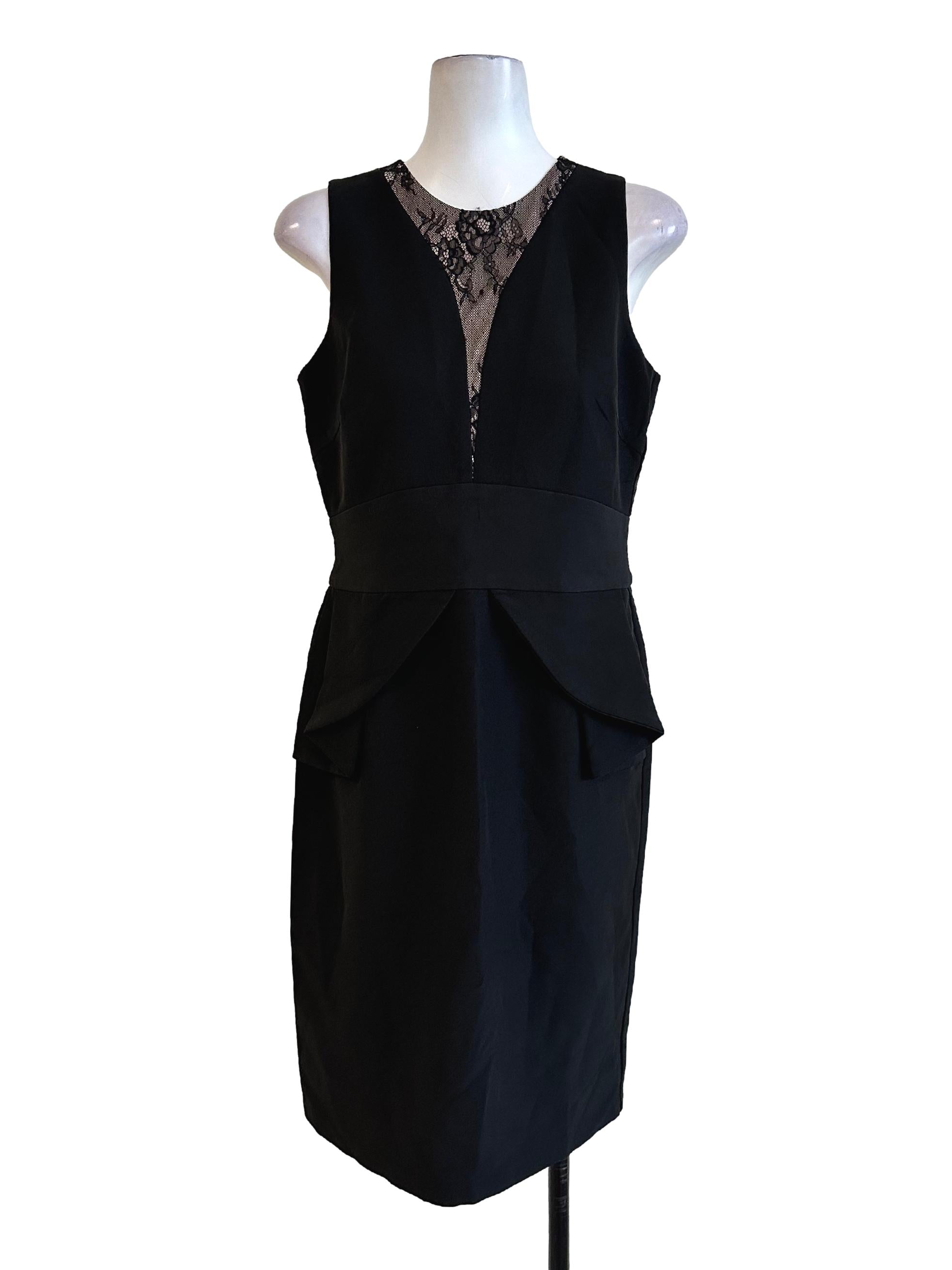 Black Peplum Midi Dress