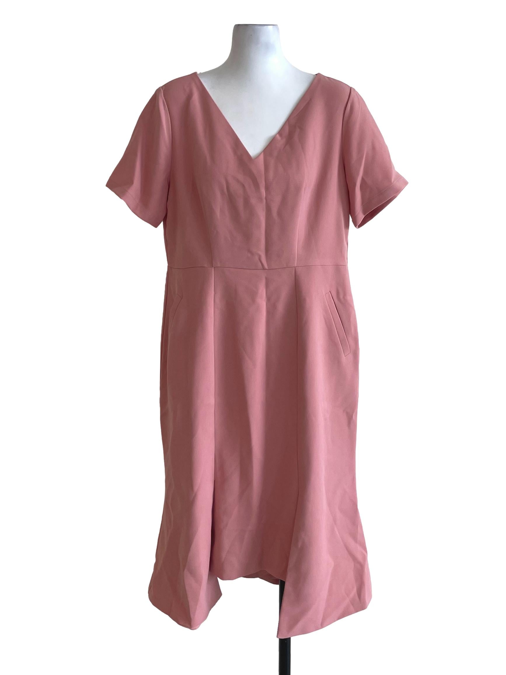 Peach V Neck Dress