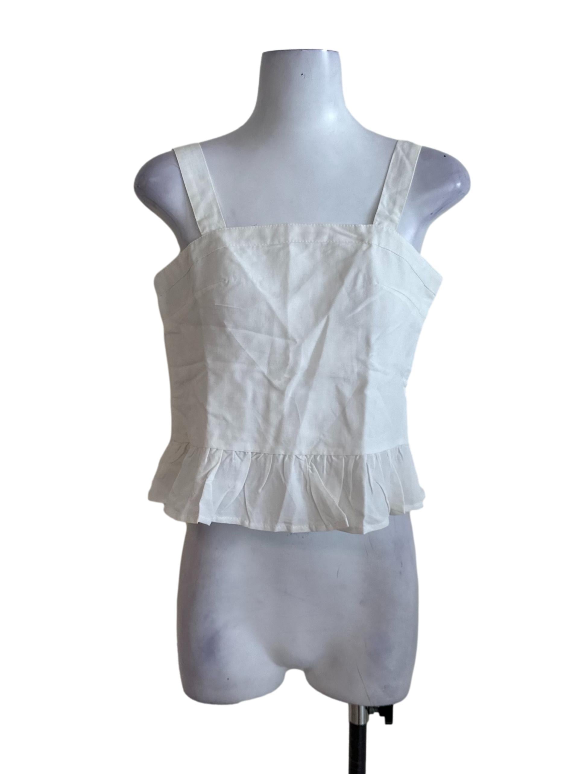 Pearl White Square Neck Ruffle Top