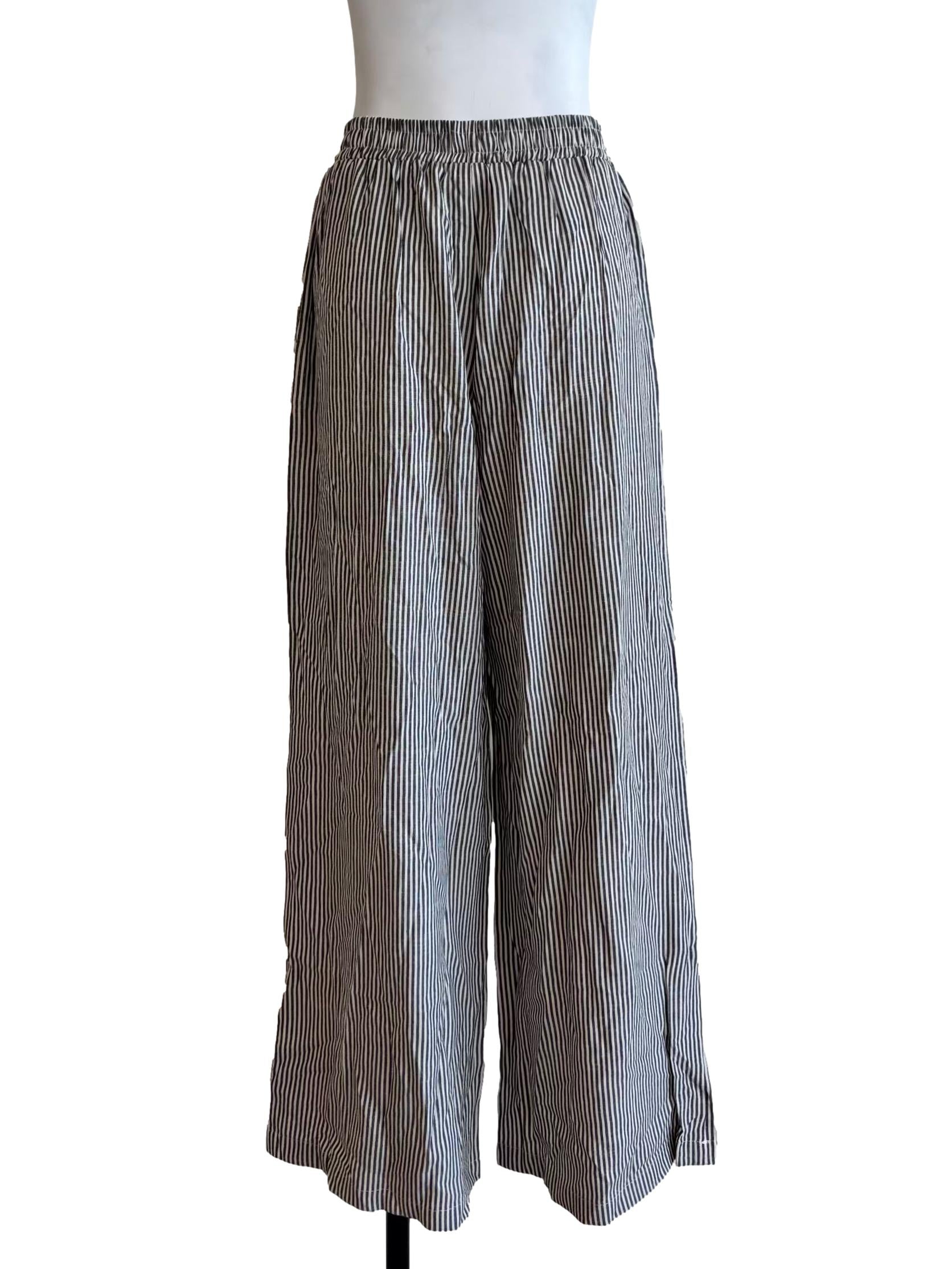 Chrome Grey Striped Relaxed Pants