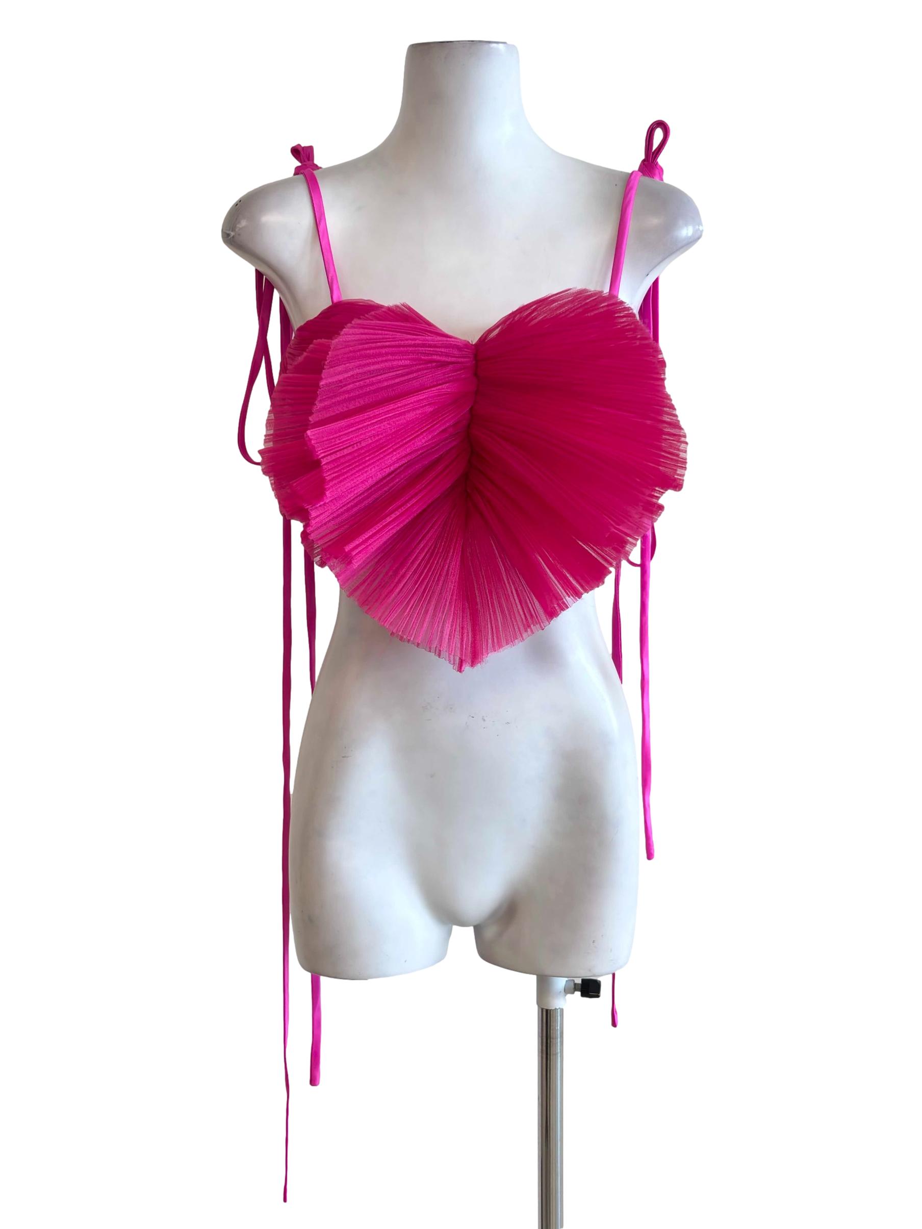 Hot Pink Heart-Shaped Cropped Top