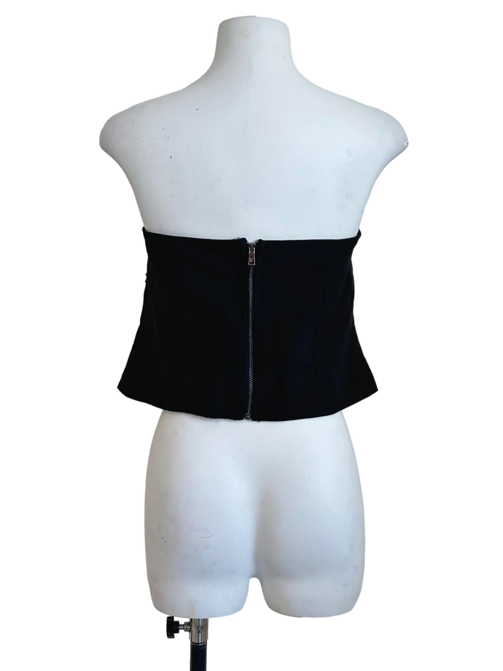 Black Strapless Ruched Tube Top YHF