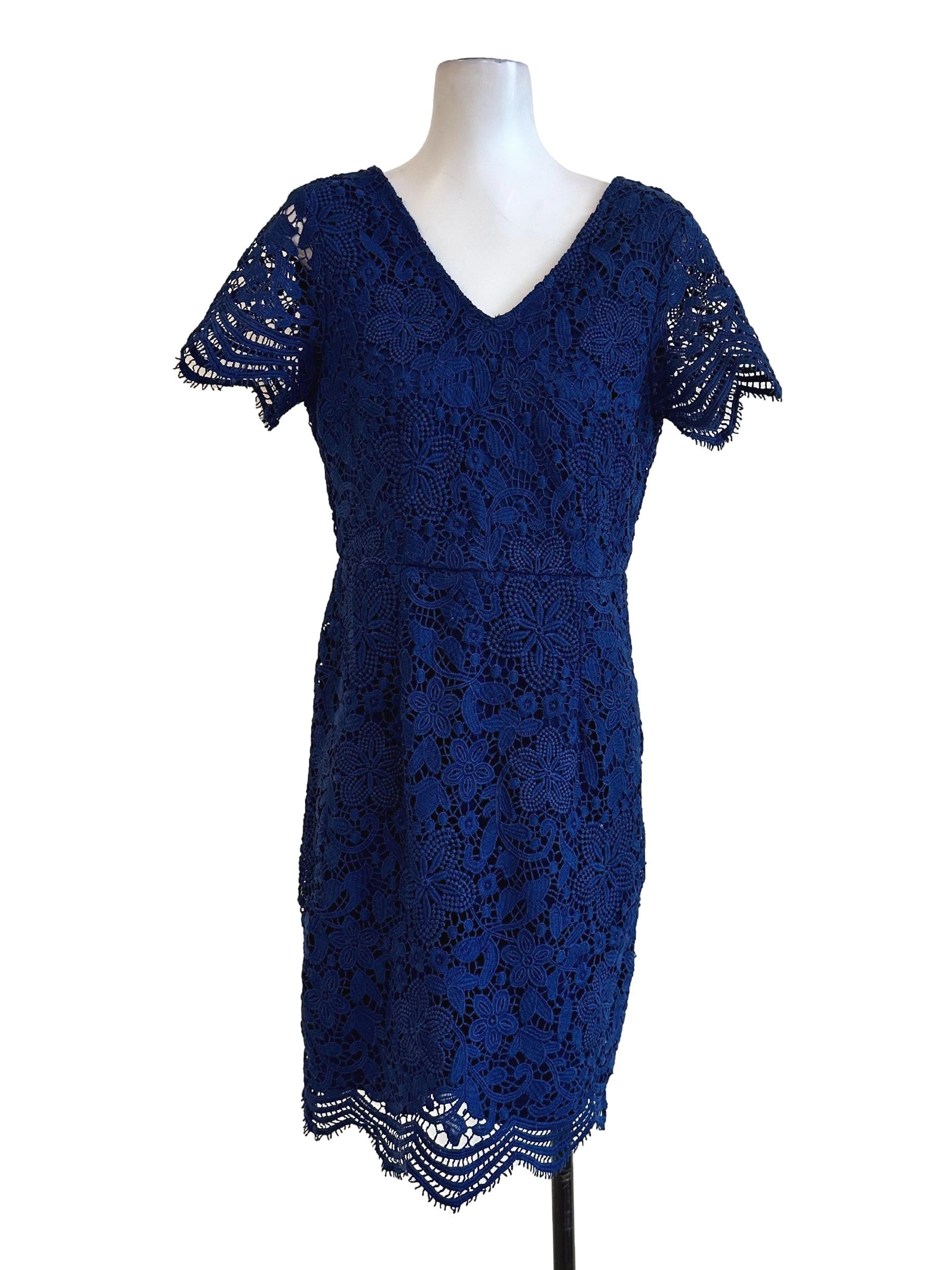 Admiral Blue Lace Pattern Dress