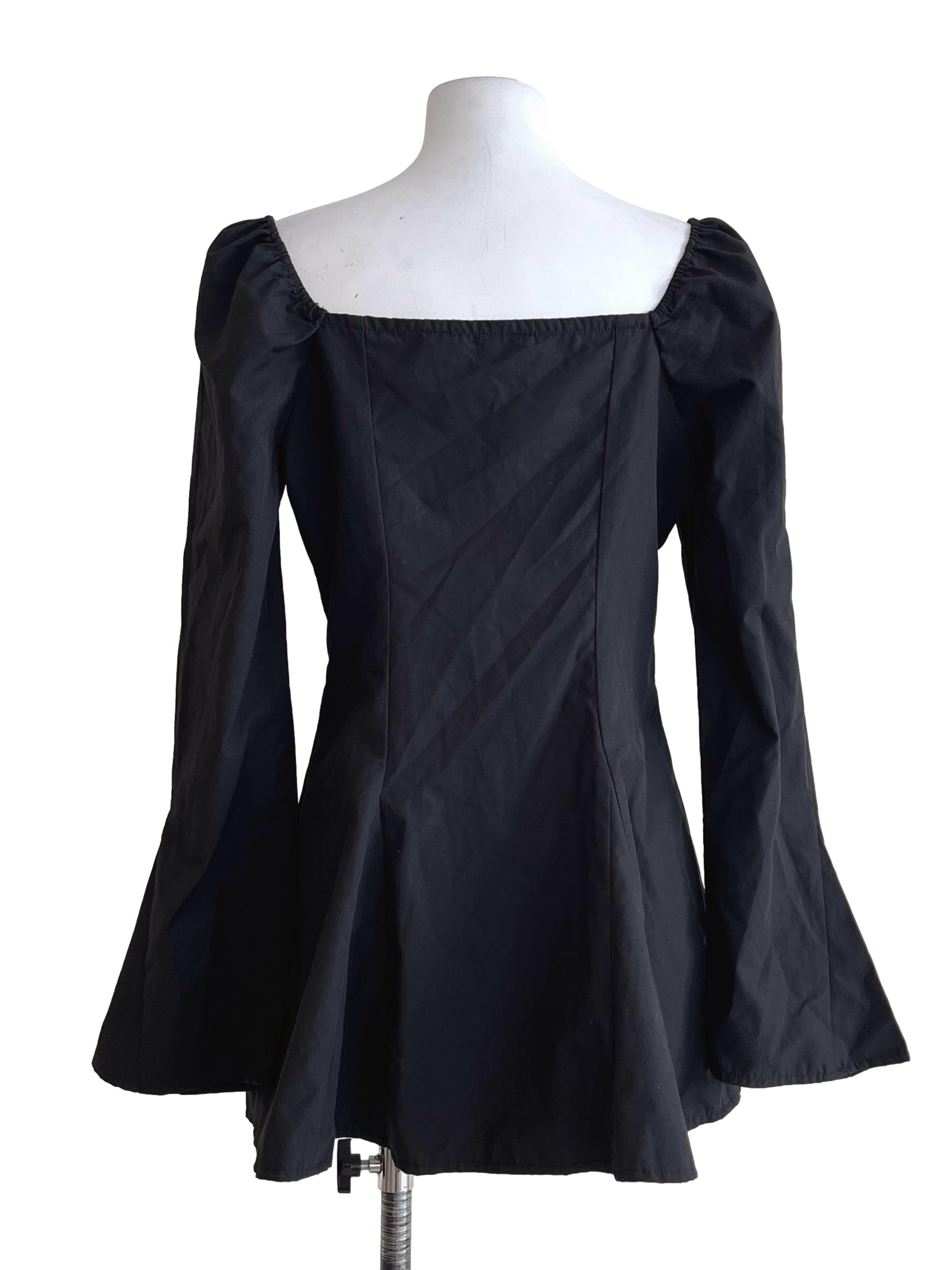 Jet Black Square Long Sleeve Top YHF