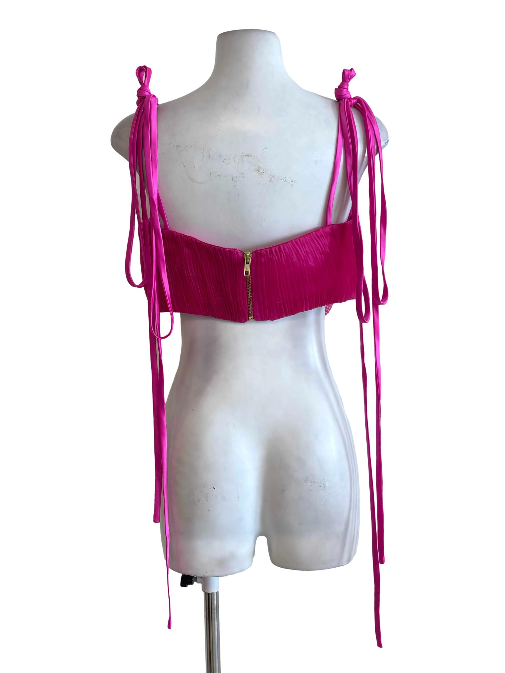 Hot Pink Heart-Shaped Cropped Top