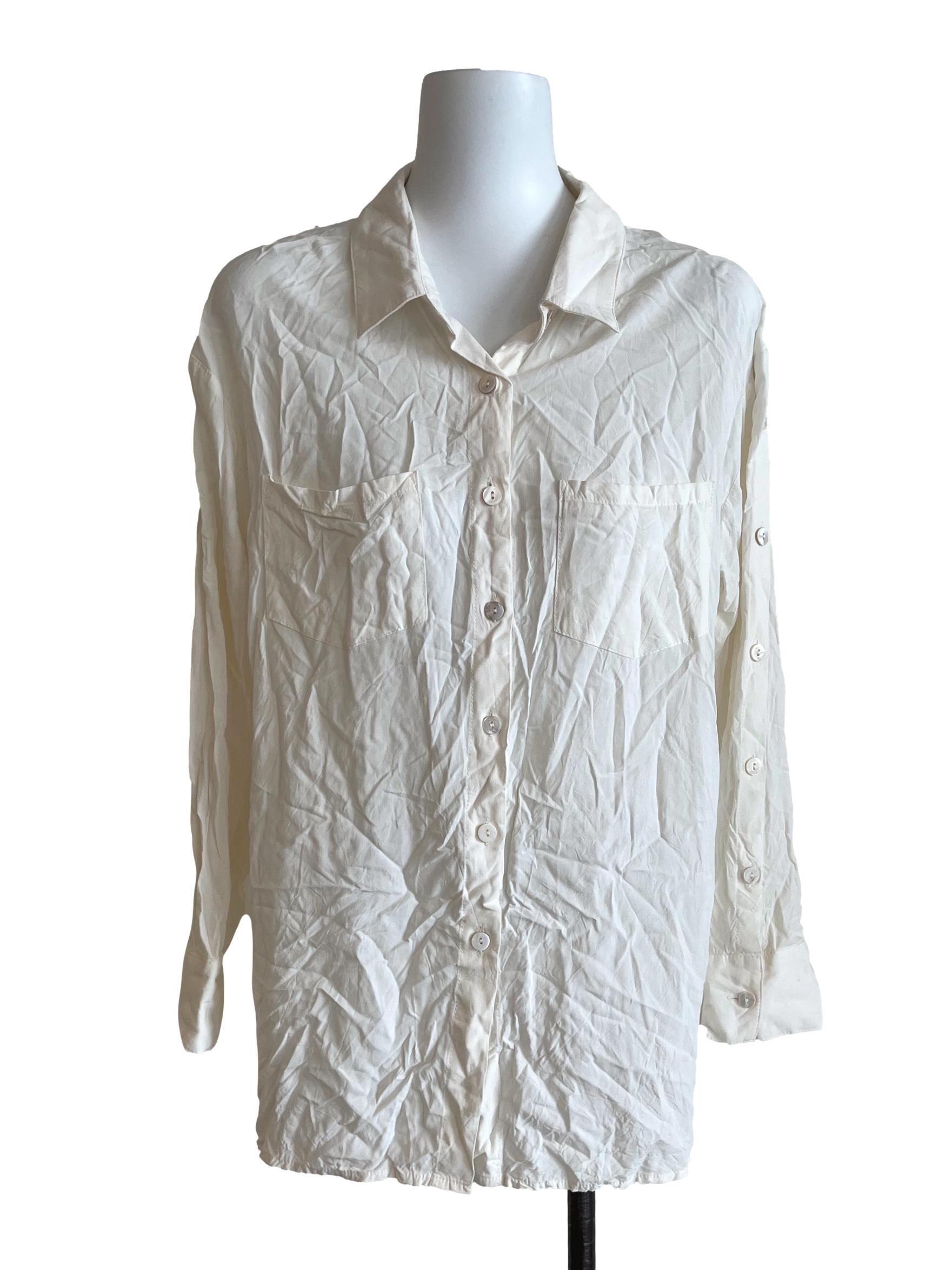 Pearl White Long Sleeve Buttoned Shirt TCL