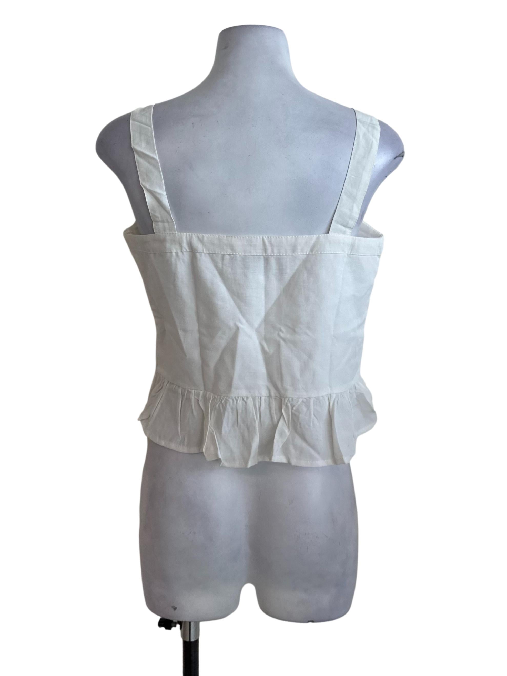 Pearl White Square Neck Ruffle Top