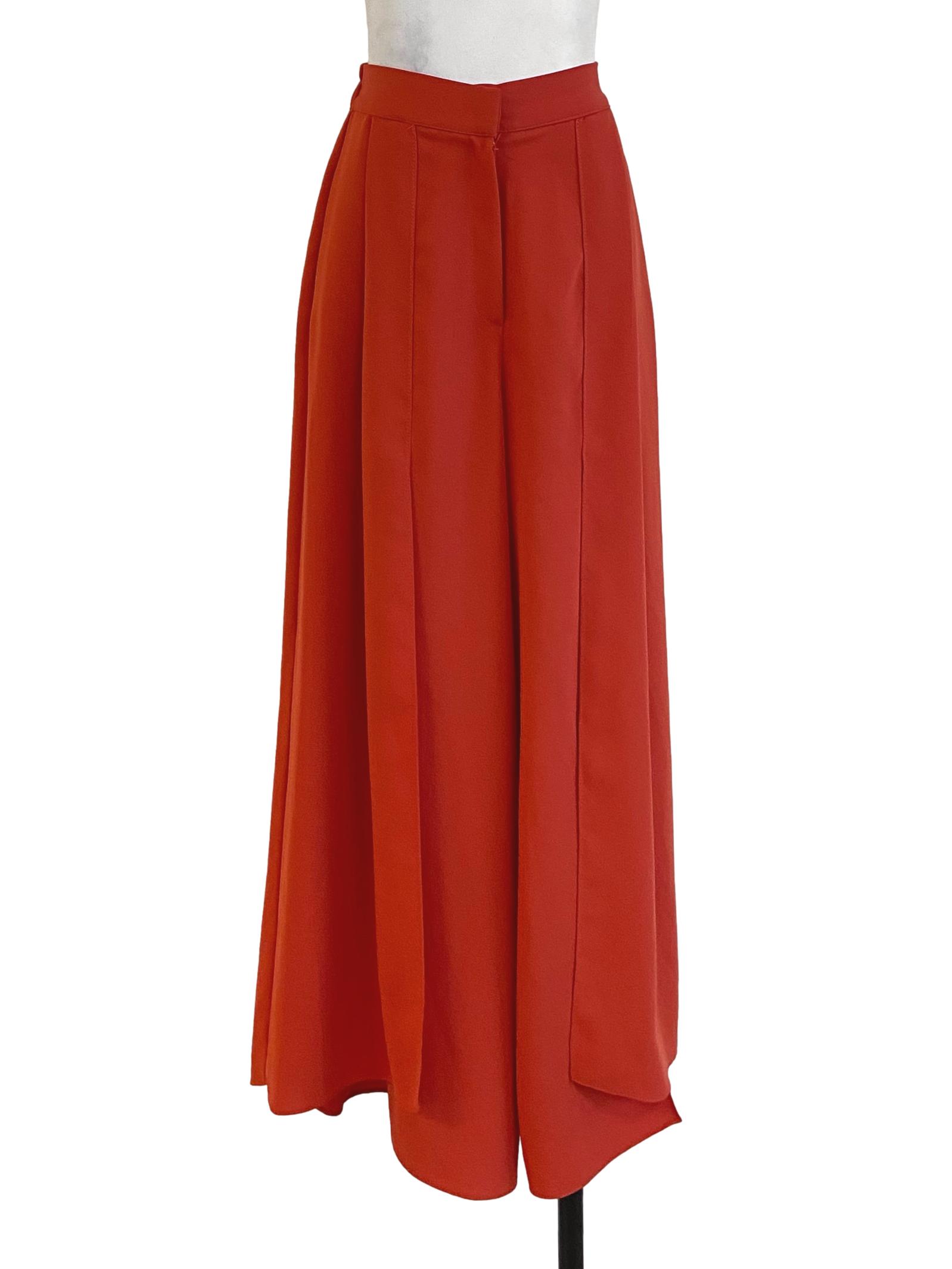 Orange Straight Slit Formal Pants
