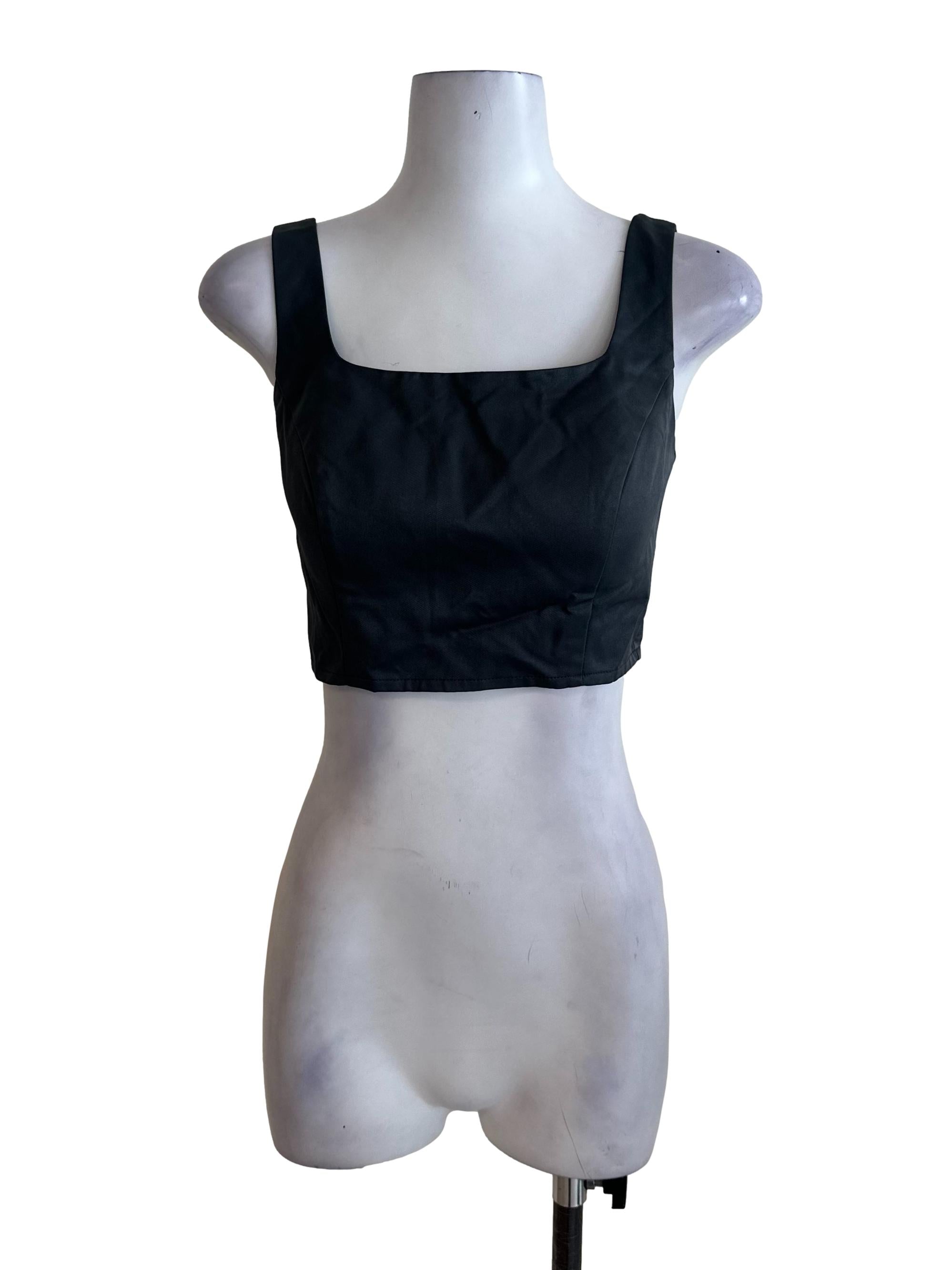 Shadow Grey Square Neck Crop Top