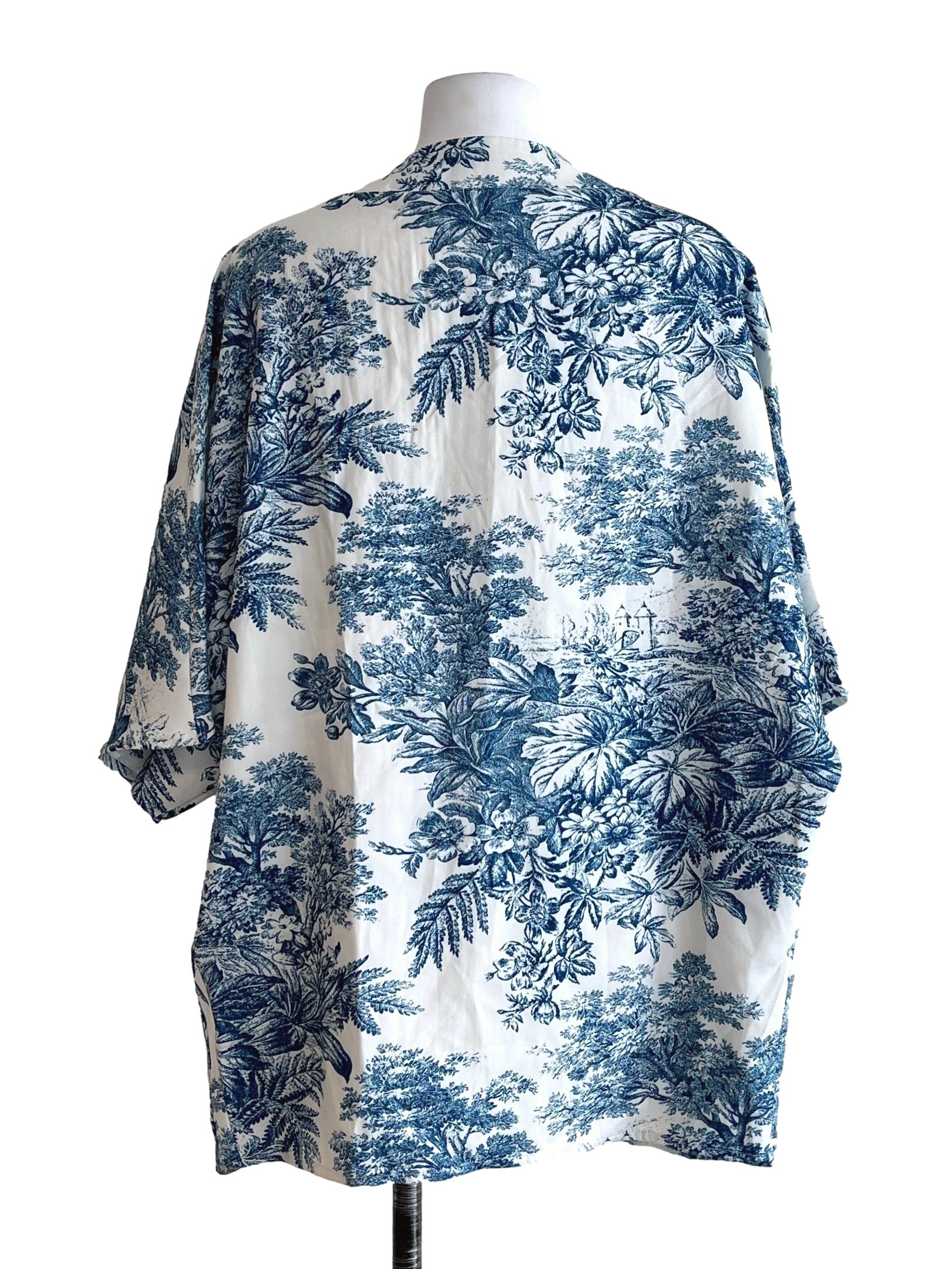 Off White Floral Printed Short Sleeve Cardigan