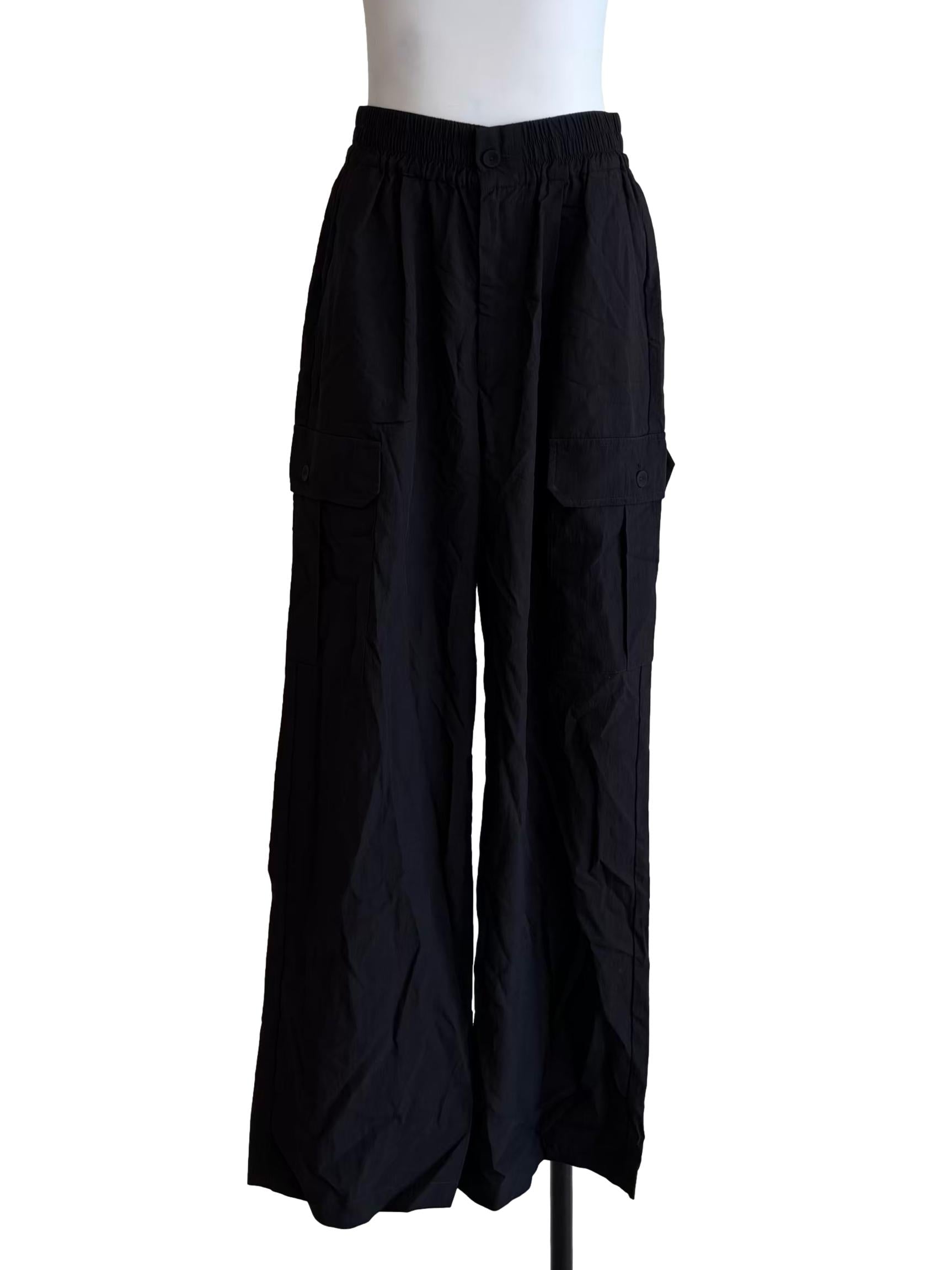 Onyx Black Straight Cargo Pants