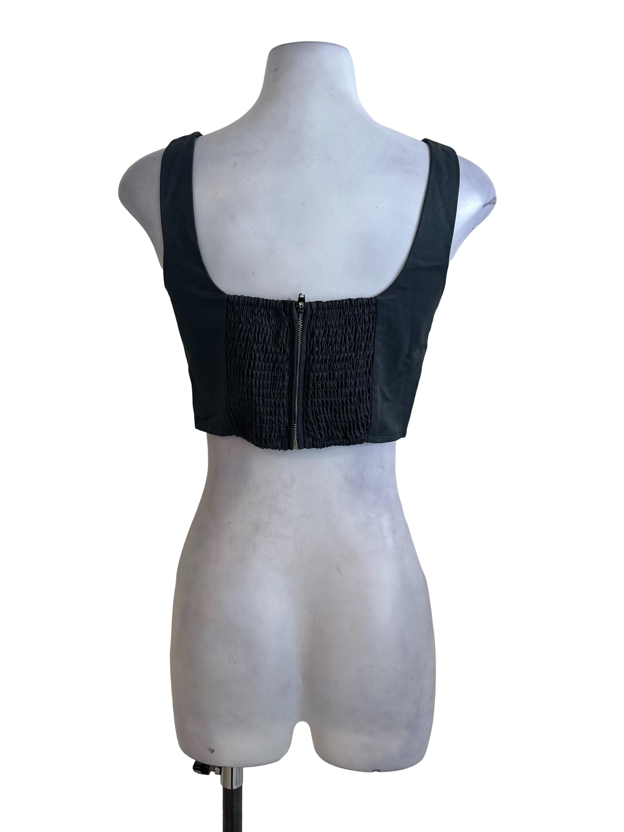Shadow Grey Square Neck Crop Top