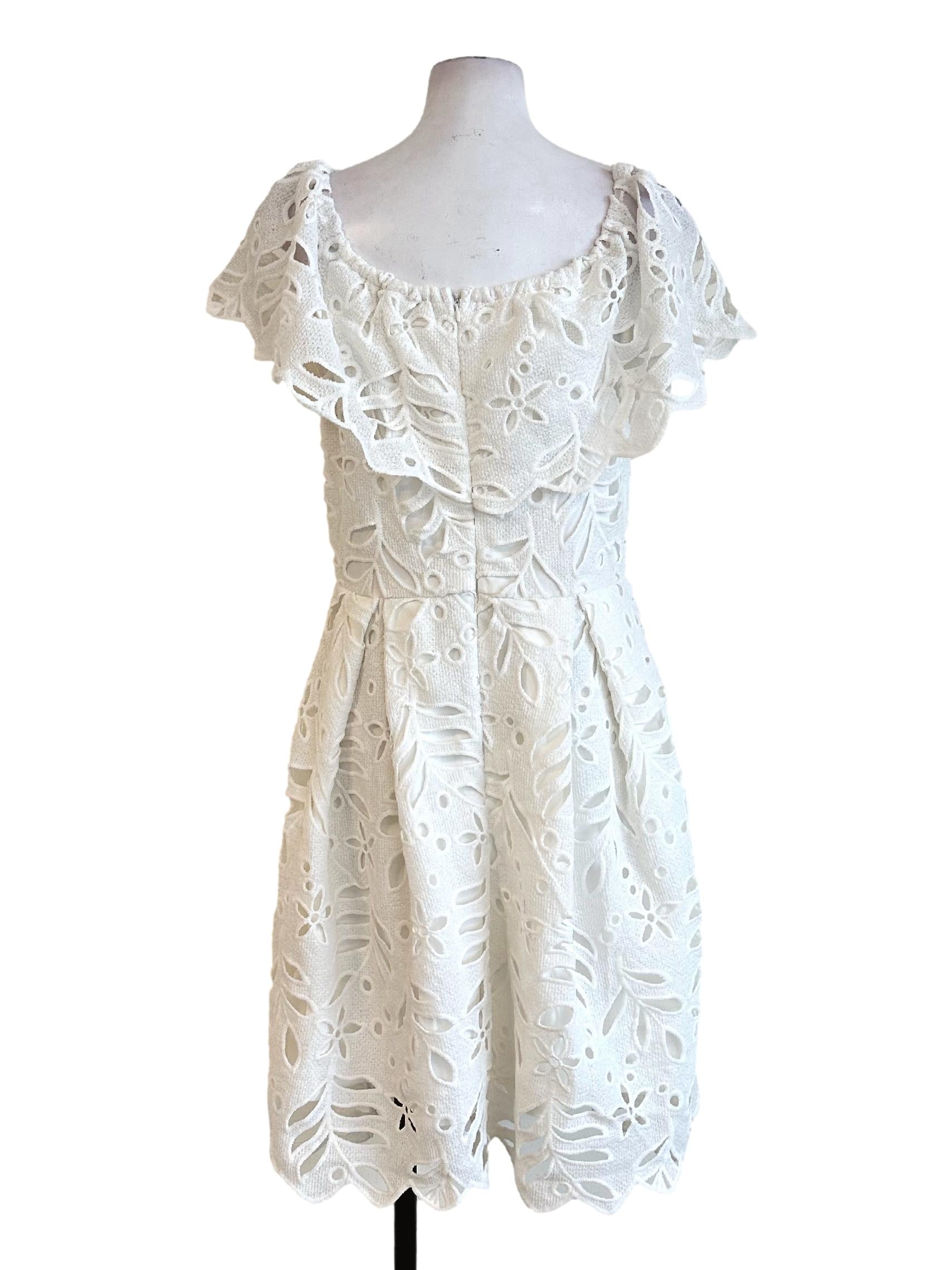 Daisy White Lace Embroidery Pattern Dress