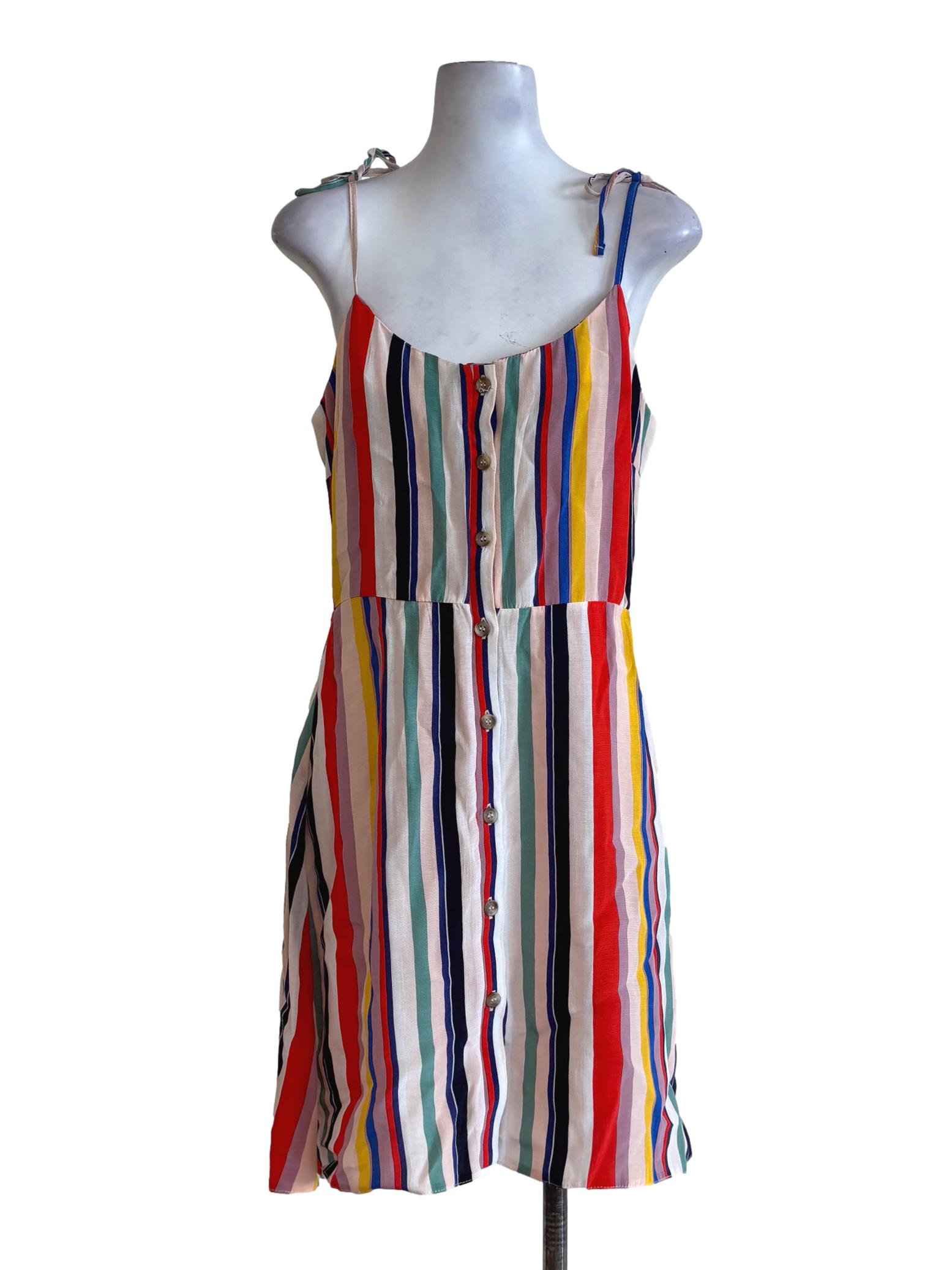 Colourful Striped Buttoned Dress
