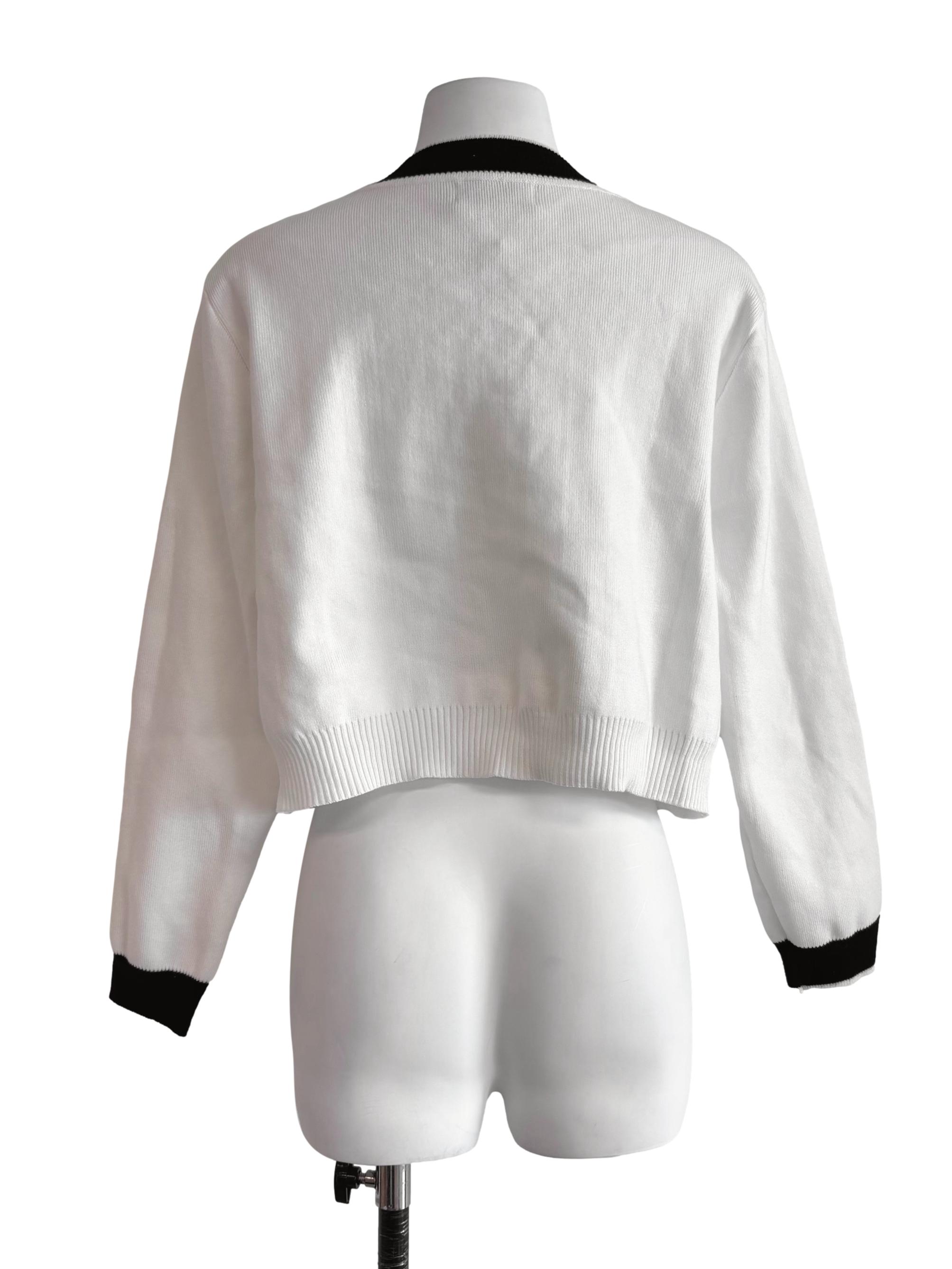 White Black Detail Cardigan