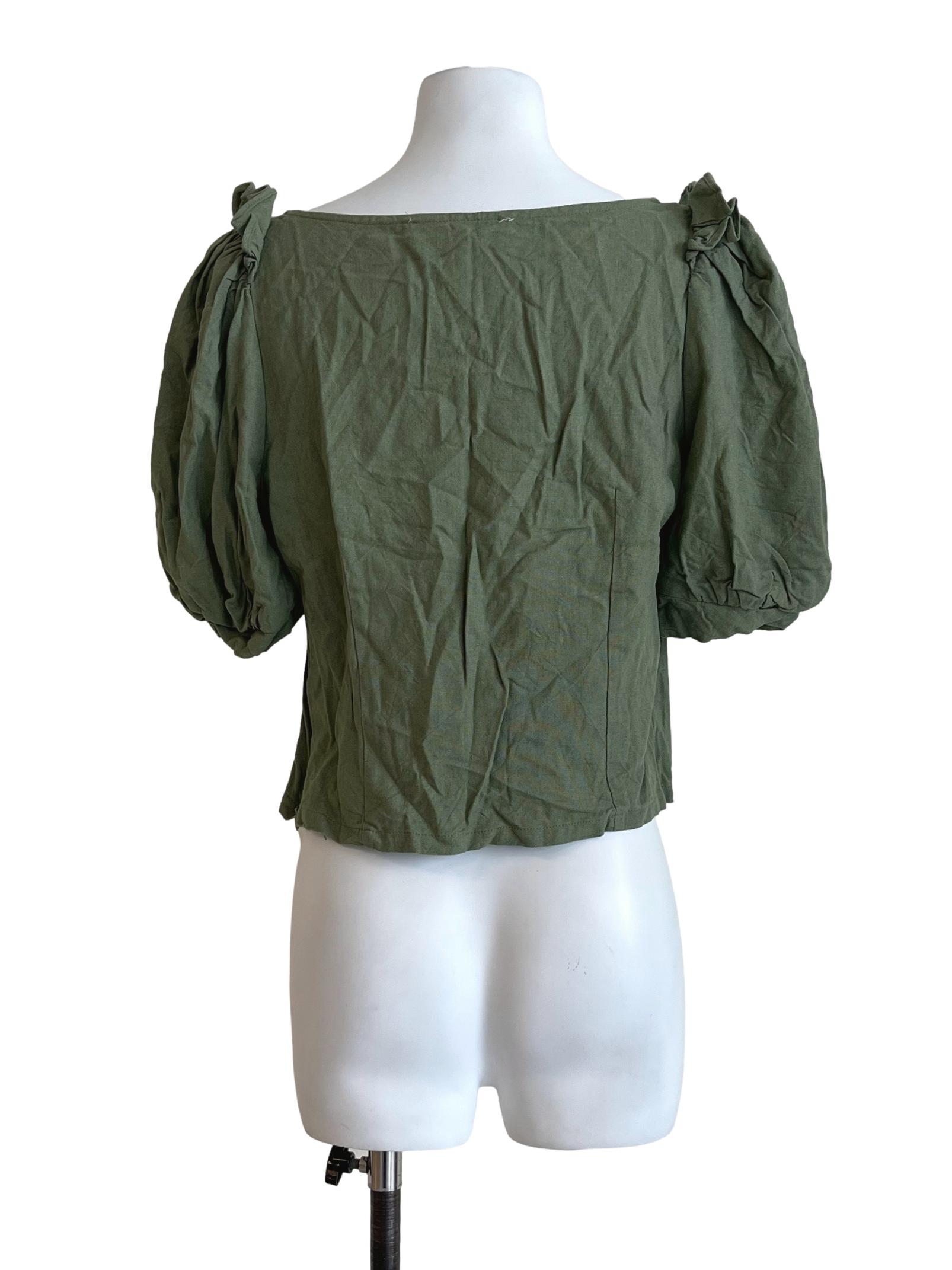 Olive Green Square Neckline Top