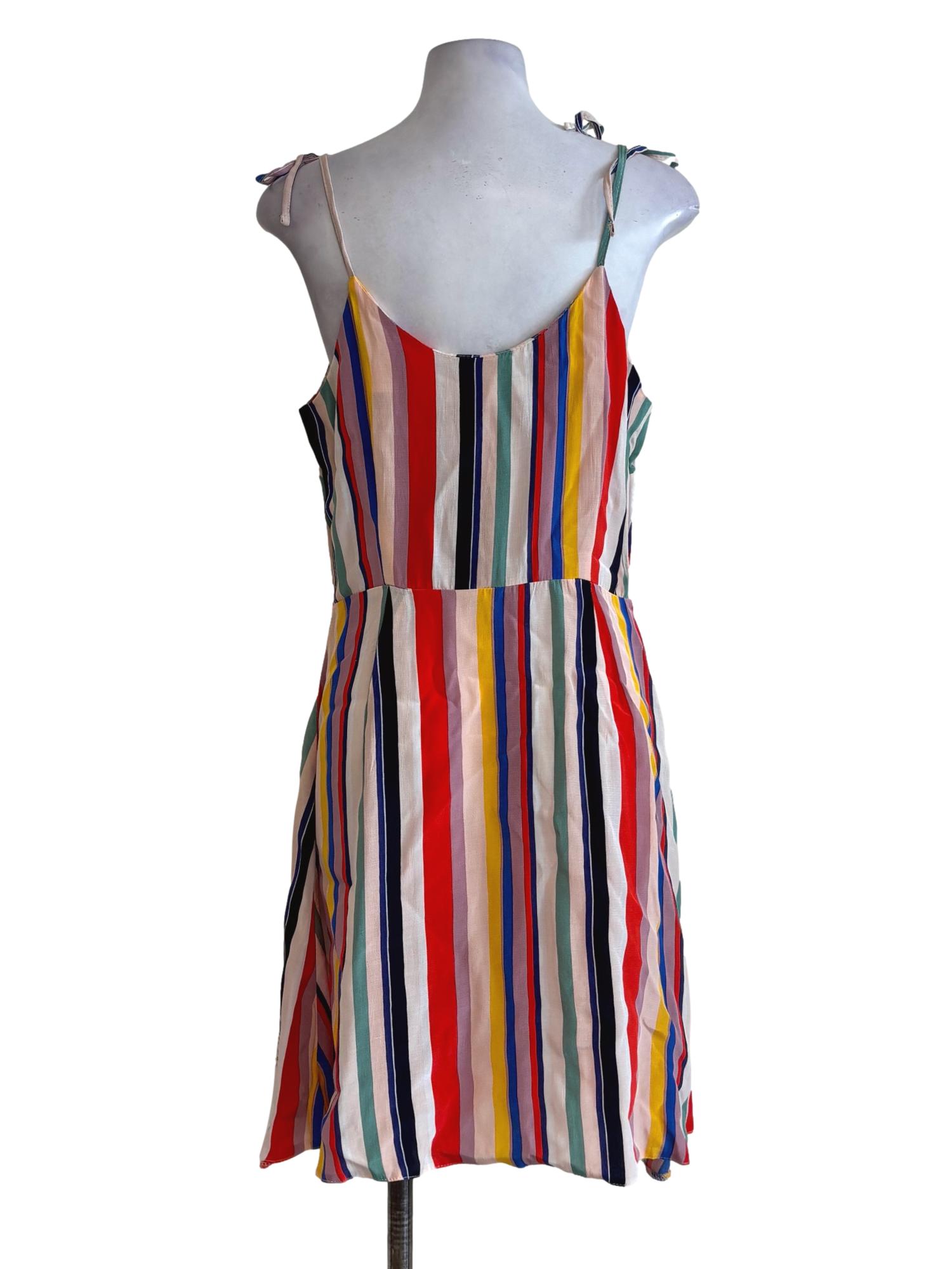 Colourful Striped Buttoned Dress