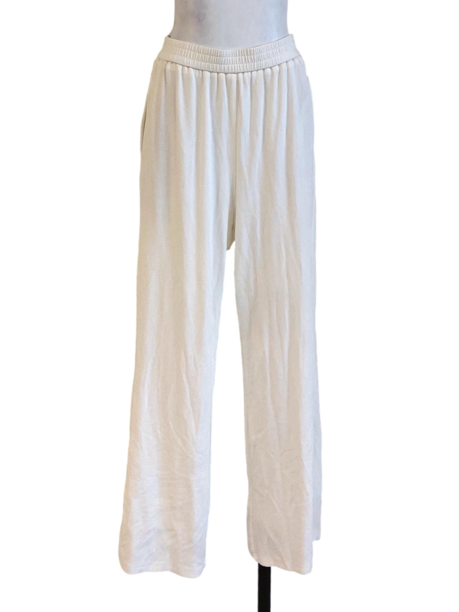 White Twill Stretchable Straight Pants