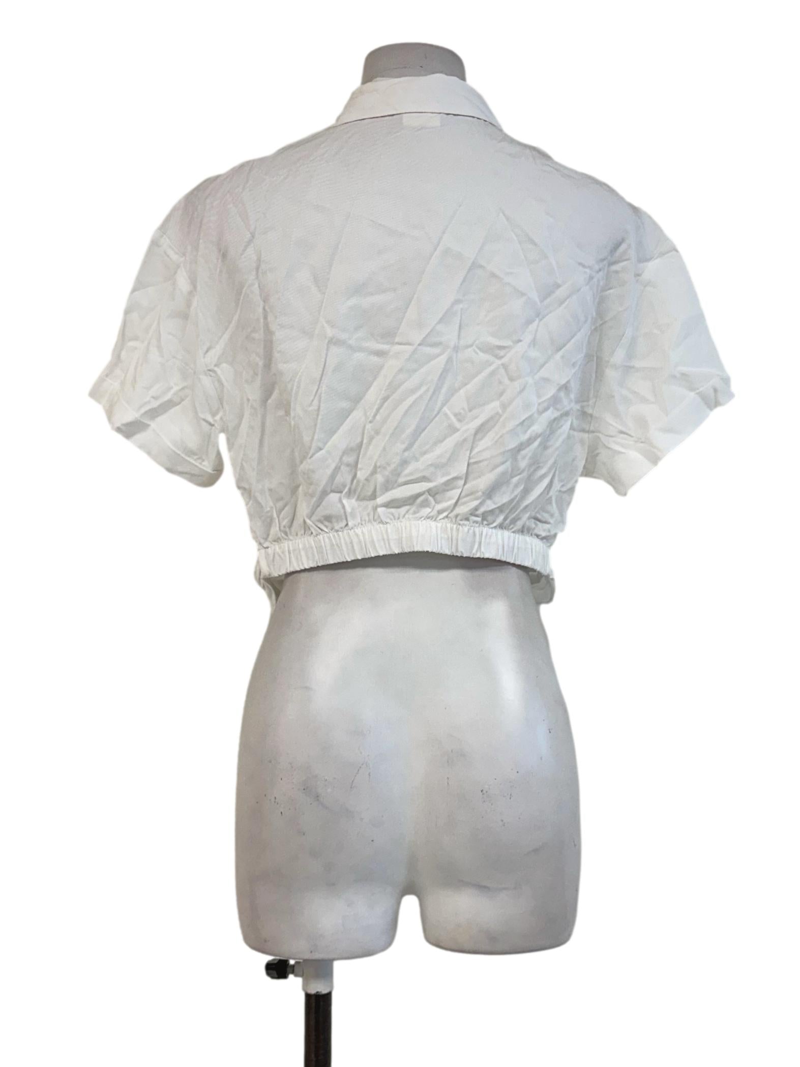 White Plain Twist Crop Top