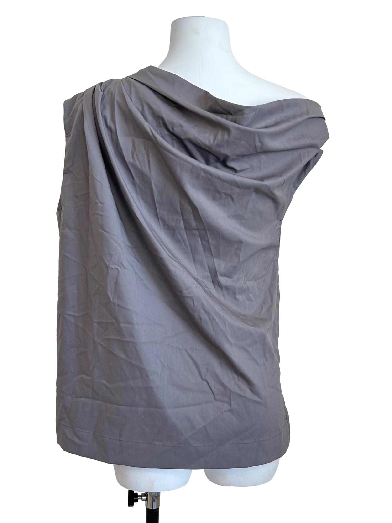 Smoke Grey Cowl Neck Sleeveless Top LB