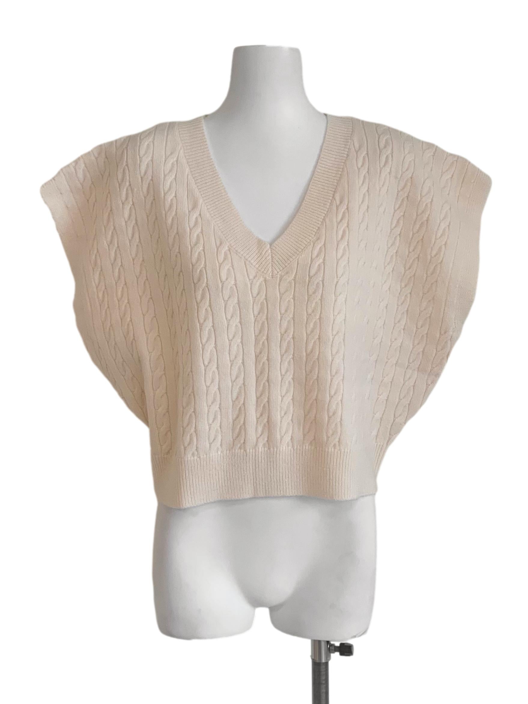 Coconut White Drop Shoulder Knitted Vest TCL