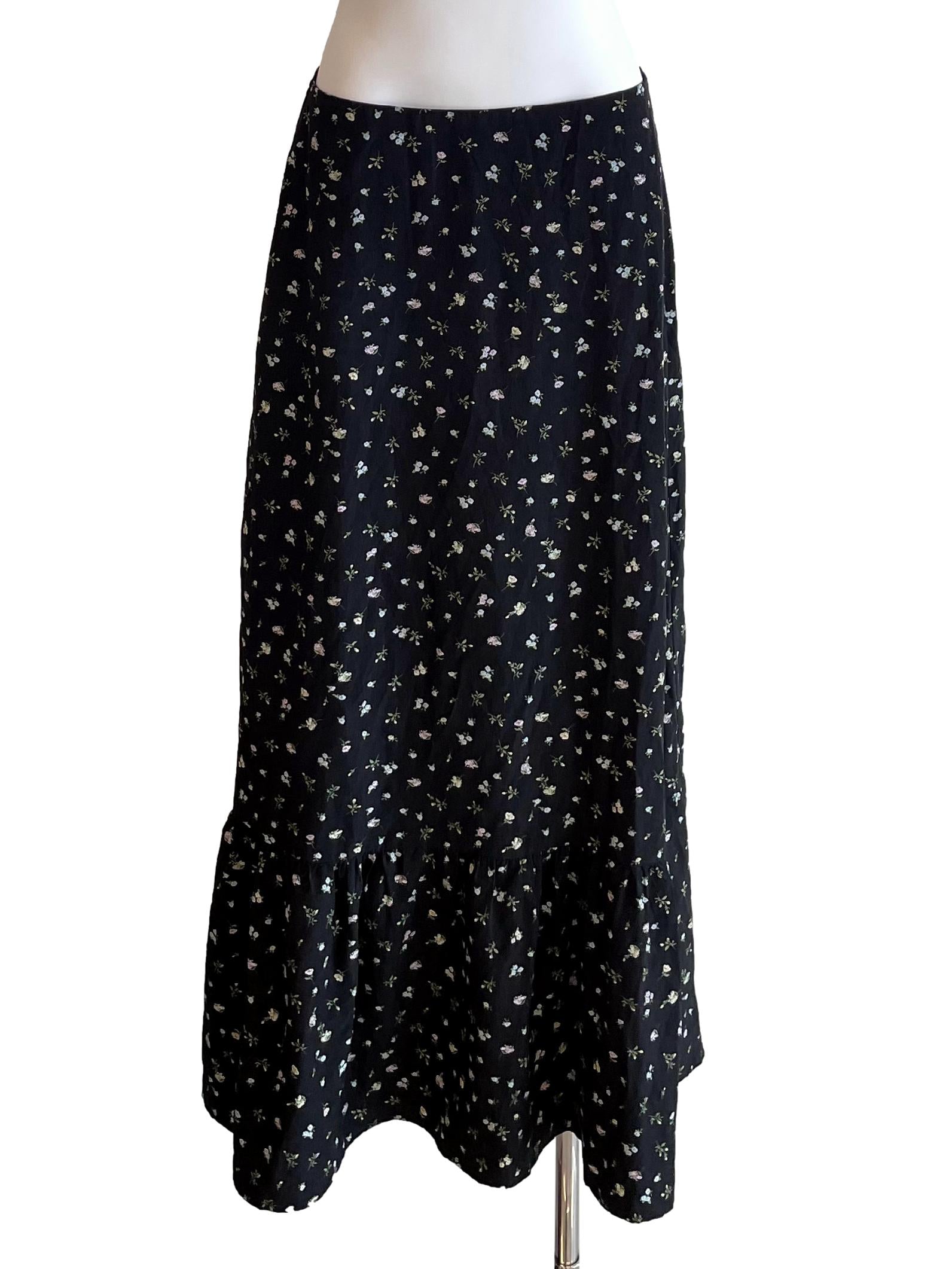 Charcoal Floral A-Line Skirt TTR