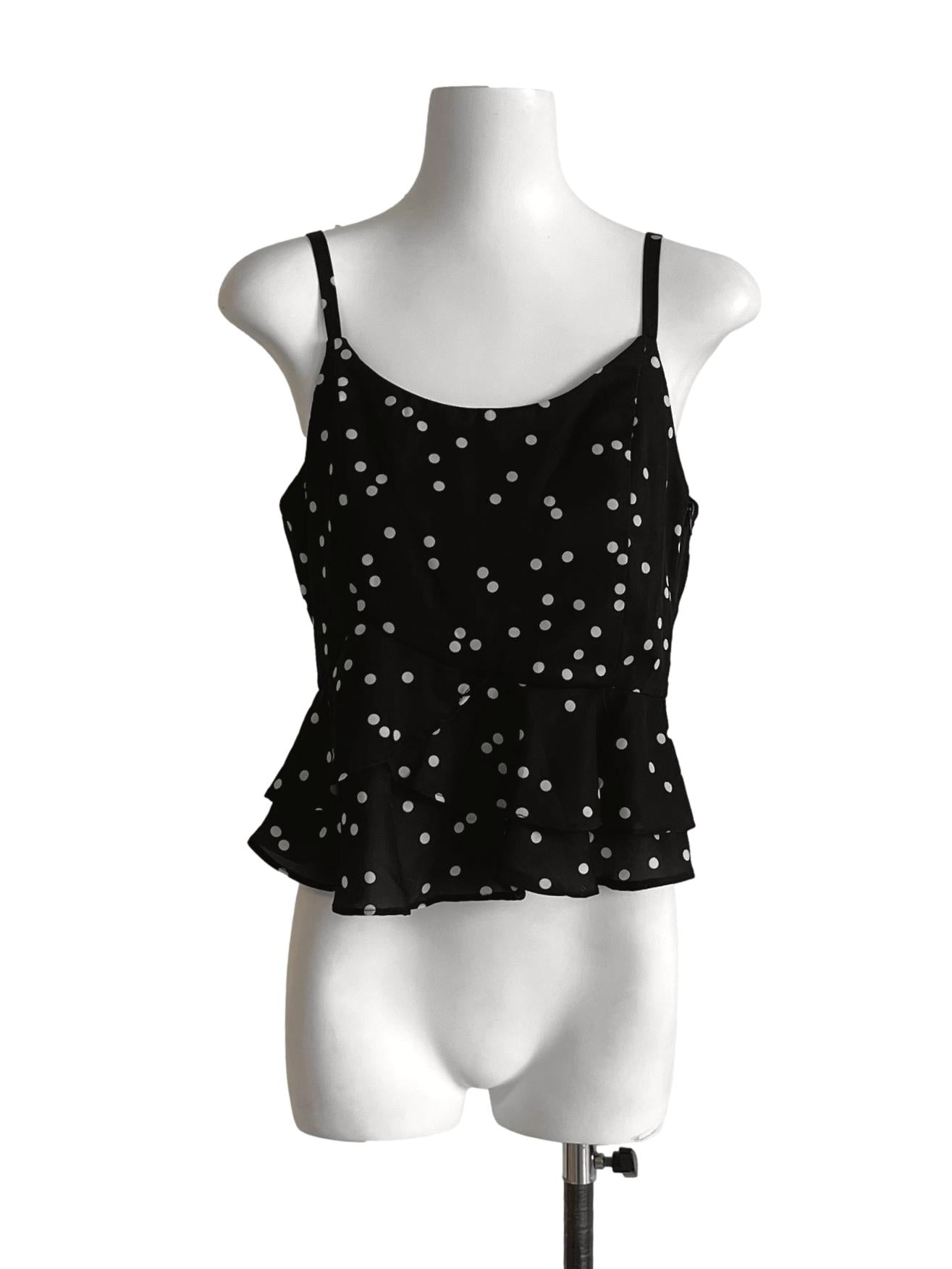 Jet Black Polka Dot Top TCL